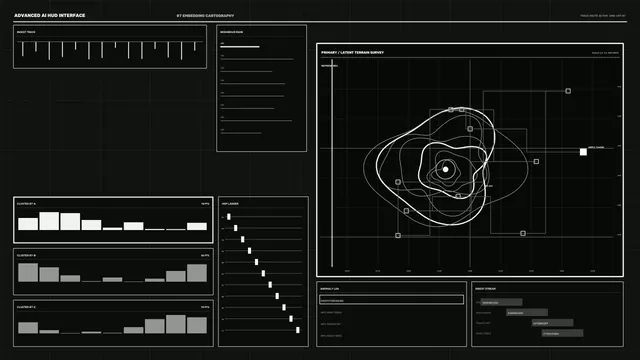Monochrome Interface with Latent Terrain Survey — interface wallpaper at 3840x2160