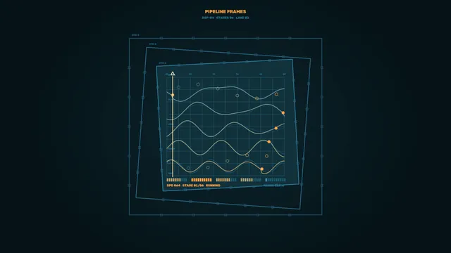 Pipeline waveform diagram in deep blue space — pipeline wallpaper at 3840x2160