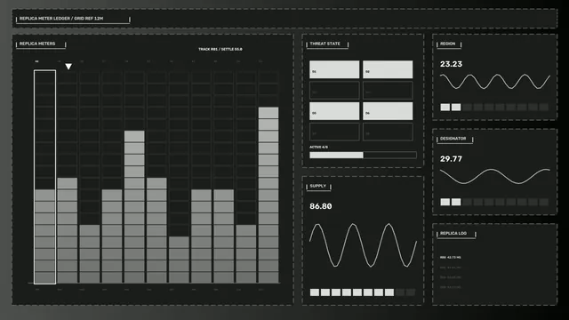 Monochrome Grid Dashboard with Signal Graphs — dashboard wallpaper at 3840x2160