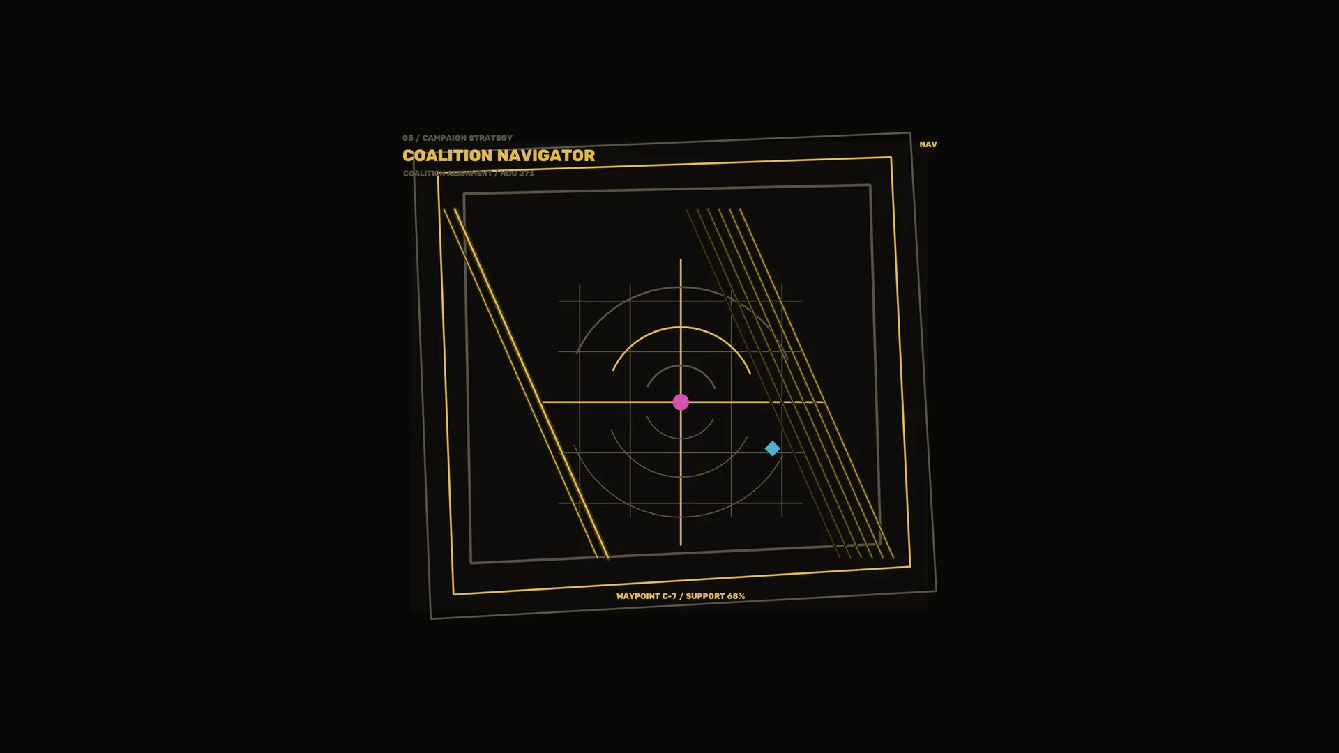 Golden Navigator Grid on a Black Field — navigation diagram wallpaper at 3840x2160