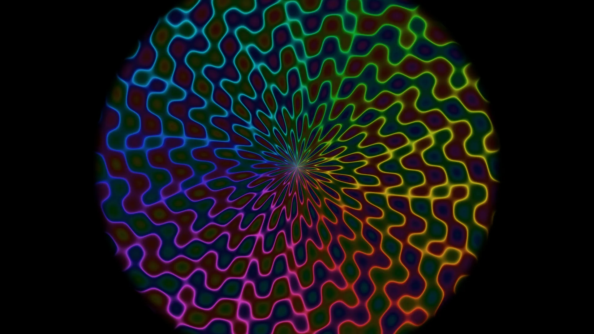 Chromatic radial lattice on a field of black — radial lattice wallpaper at 3840x2160