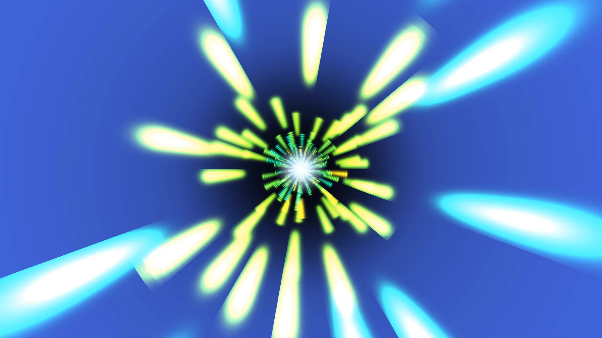 Radial neon beams around a white core — radial wallpaper at 3840x2160