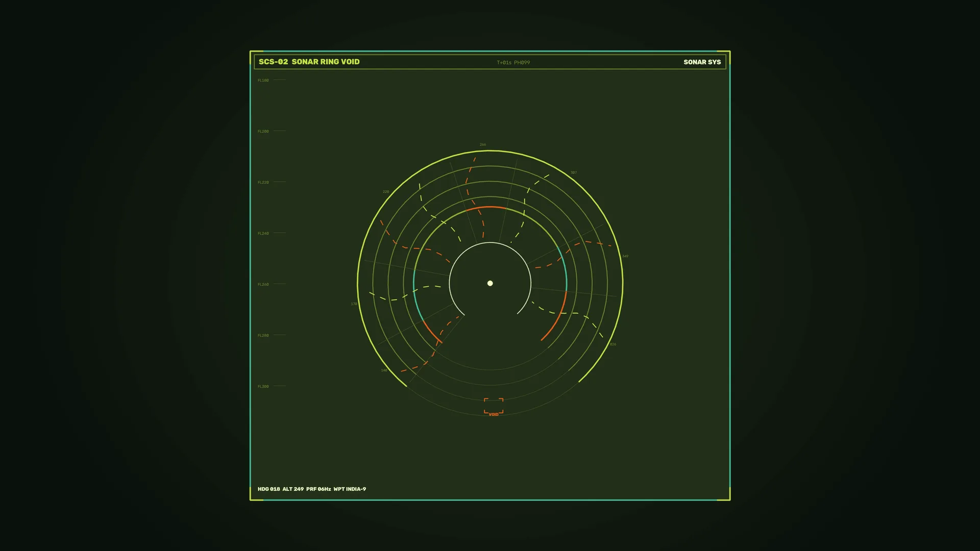 Sonar ring diagram in a dark green field — sonar diagram wallpaper at 3840x2160