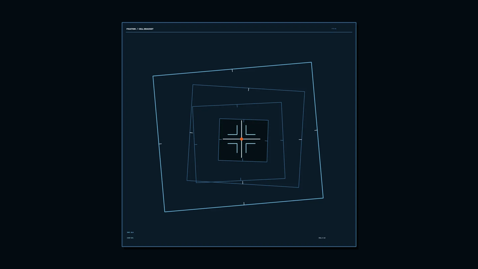 Nested blue targeting squares with a central mark — geometric wallpaper at 3840x2160