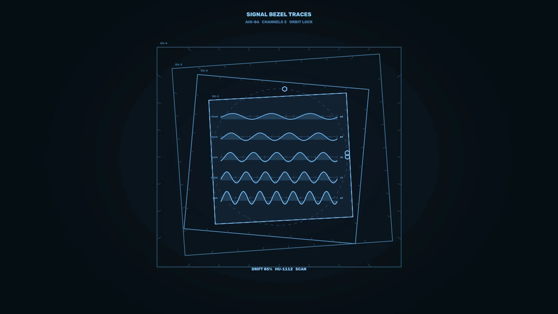 Blue Signal Traces in Nested Orbit Geometry — signal traces wallpaper at 3840x2160