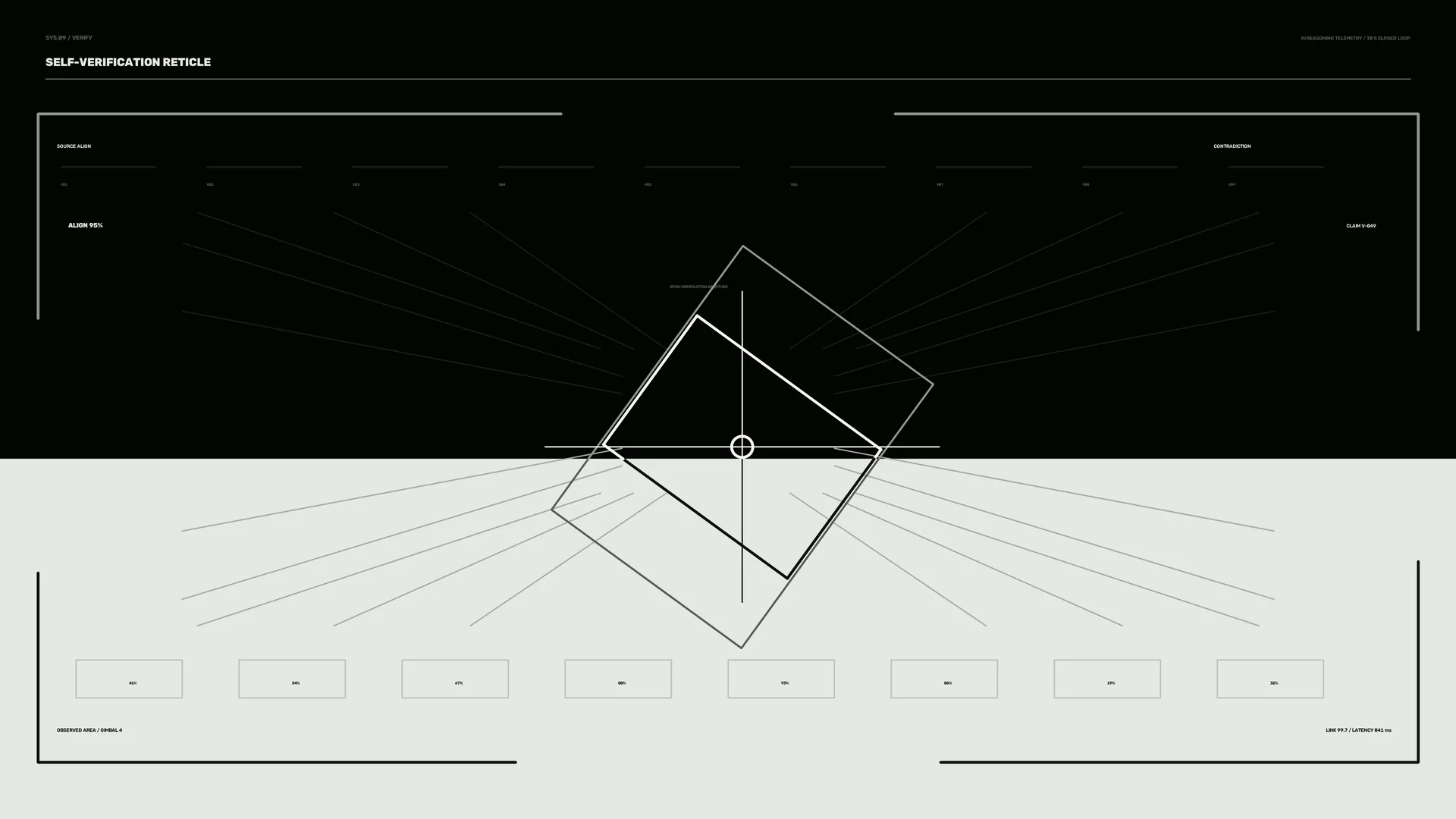 Geometric reticle over black and white field — geometric reticle wallpaper at 3840x2160