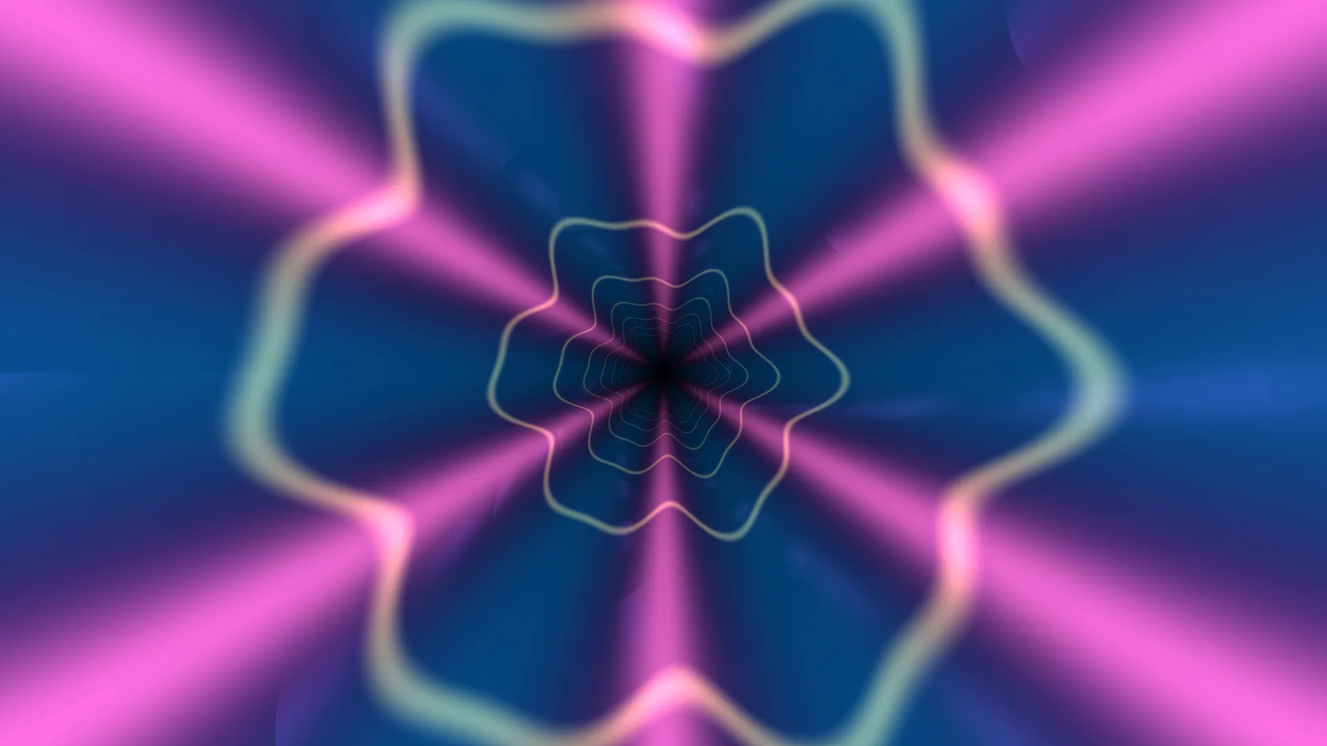 Magenta light paths around a floral geometric centre — abstract wallpaper at 3840x2160
