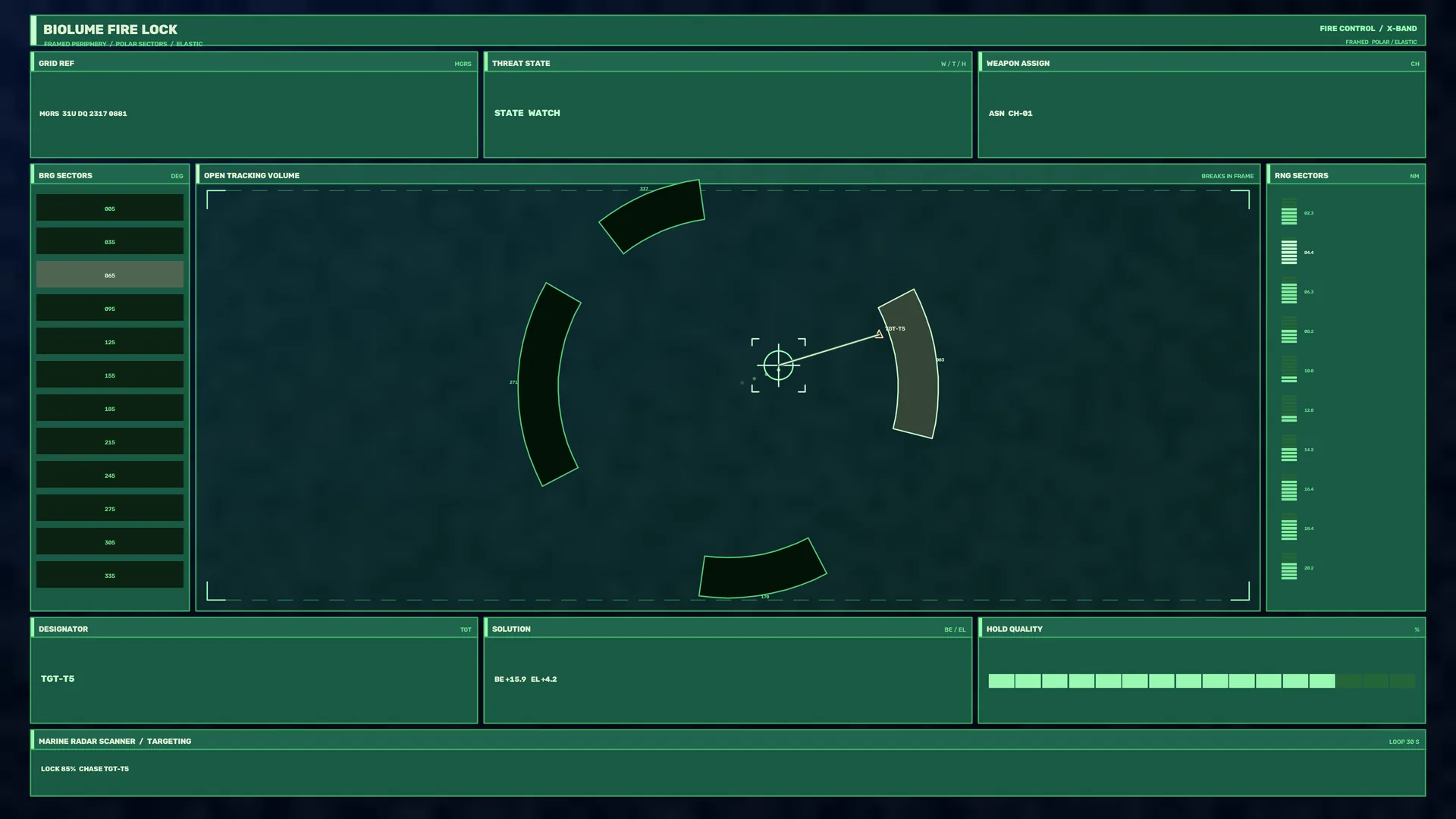 Green marine radar targeting interface — radar interface wallpaper at 3840x2160