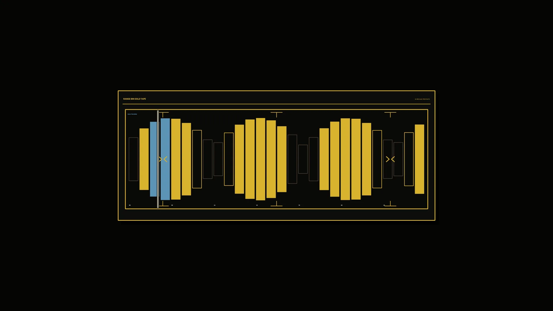 Gold and blue geometric waveform on black — geometric waveform wallpaper at 3840x2160