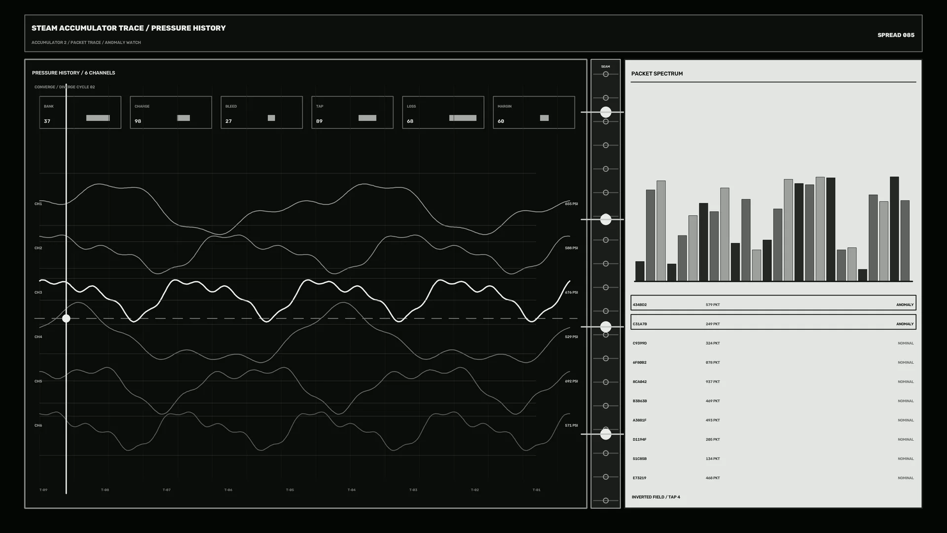 Pressure history dashboard with waveform traces — pressure history wallpaper at 3840x2160