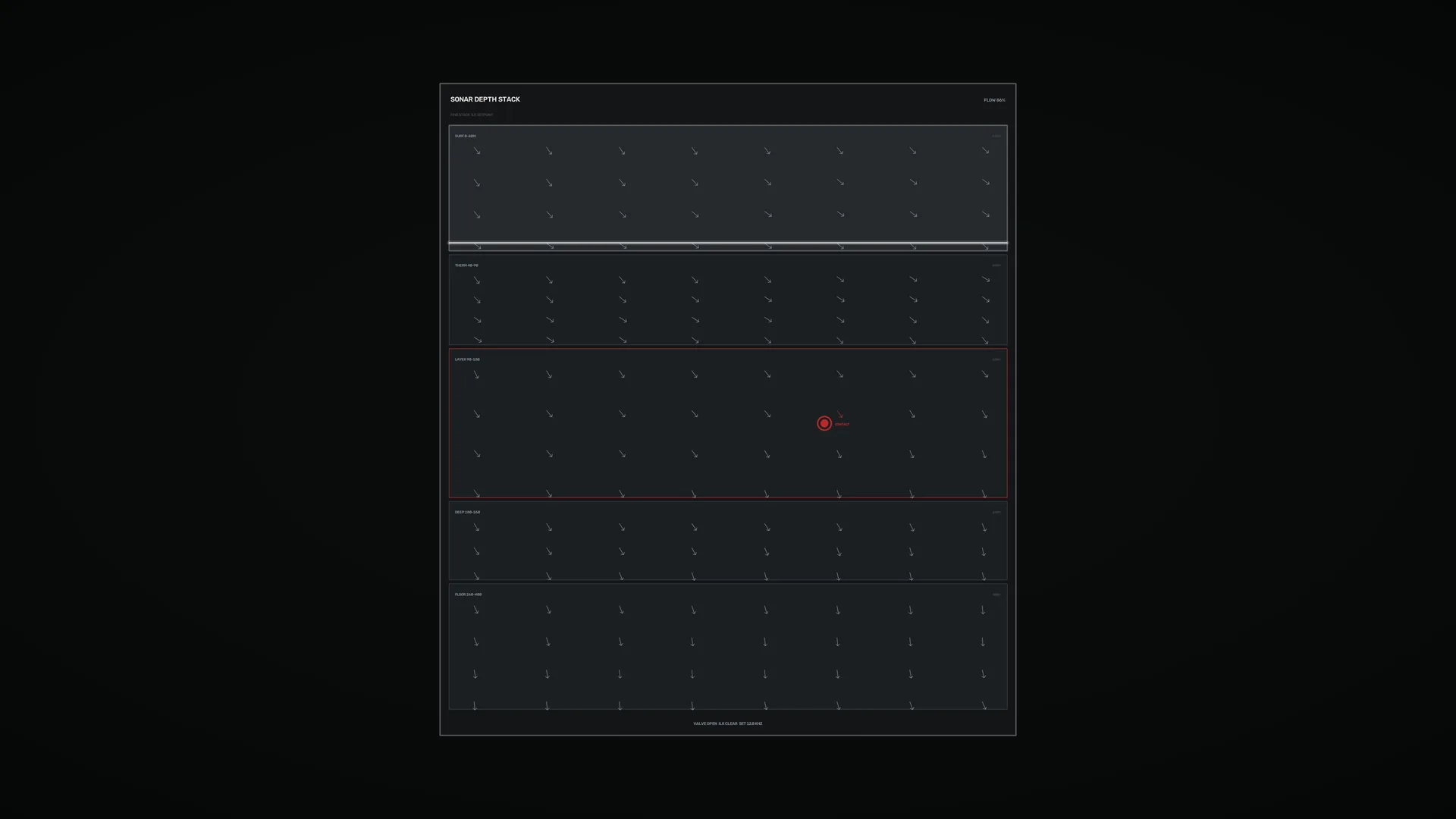 Dark sonar depth diagram with red signal marker — sonar wallpaper at 3840x2160