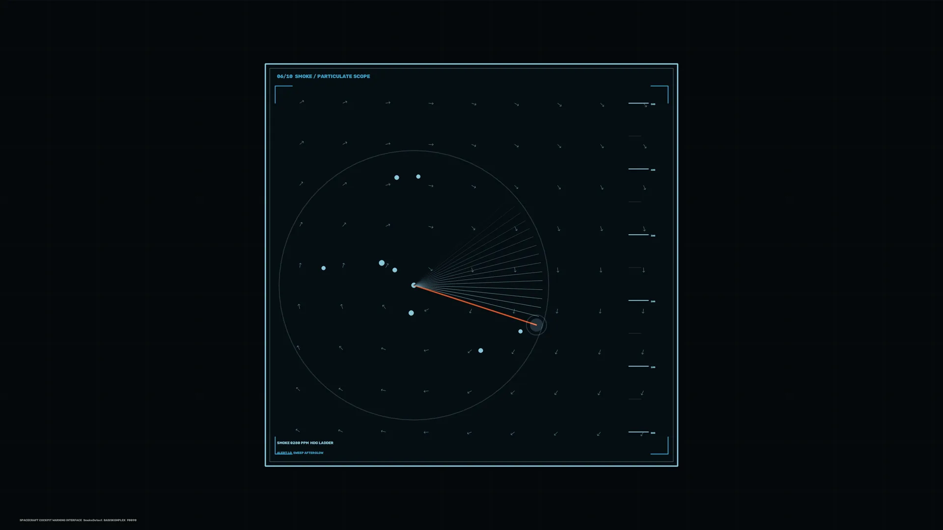 Particulate scope with radial smoke vectors — particulate diagram wallpaper at 3840x2160