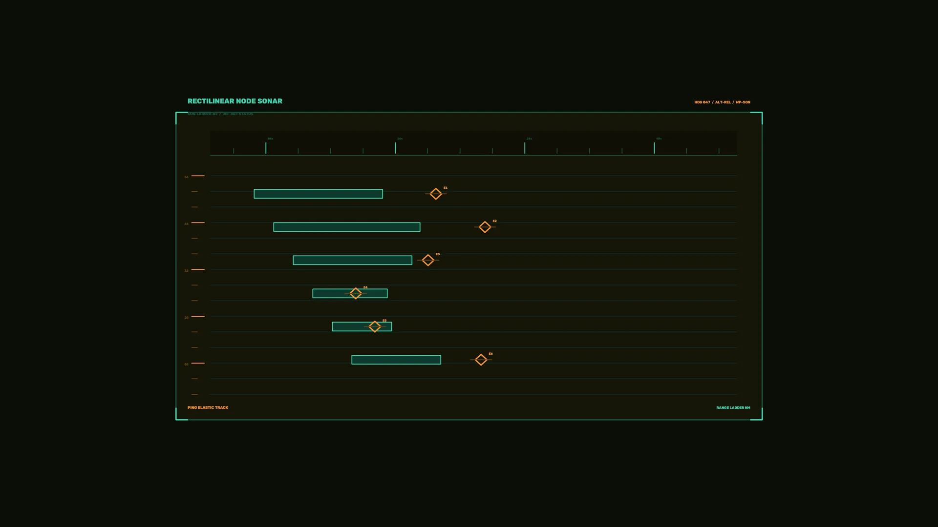 Rectilinear node sonar interface in teal and amber — sonar interface wallpaper at 3840x2160