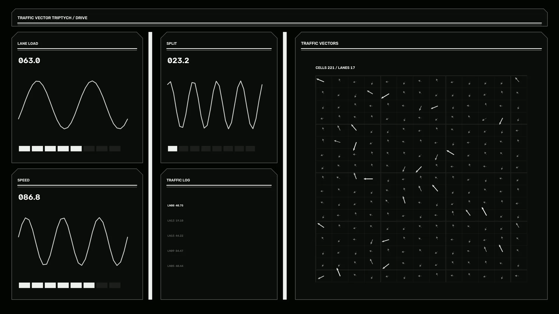 Traffic vector dashboard in black and white — traffic vectors wallpaper at 3840x2160