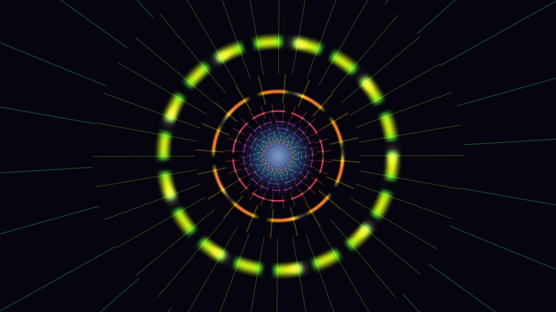 Concentric neon rings in radial space — concentric rings wallpaper at 3840x2160
