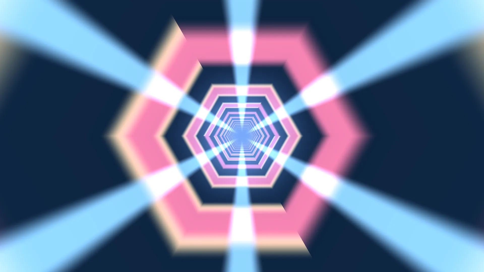 Pink Hexagonal Tunnel with Blue Light Rays — hexagonal tunnel wallpaper at 3840x2160