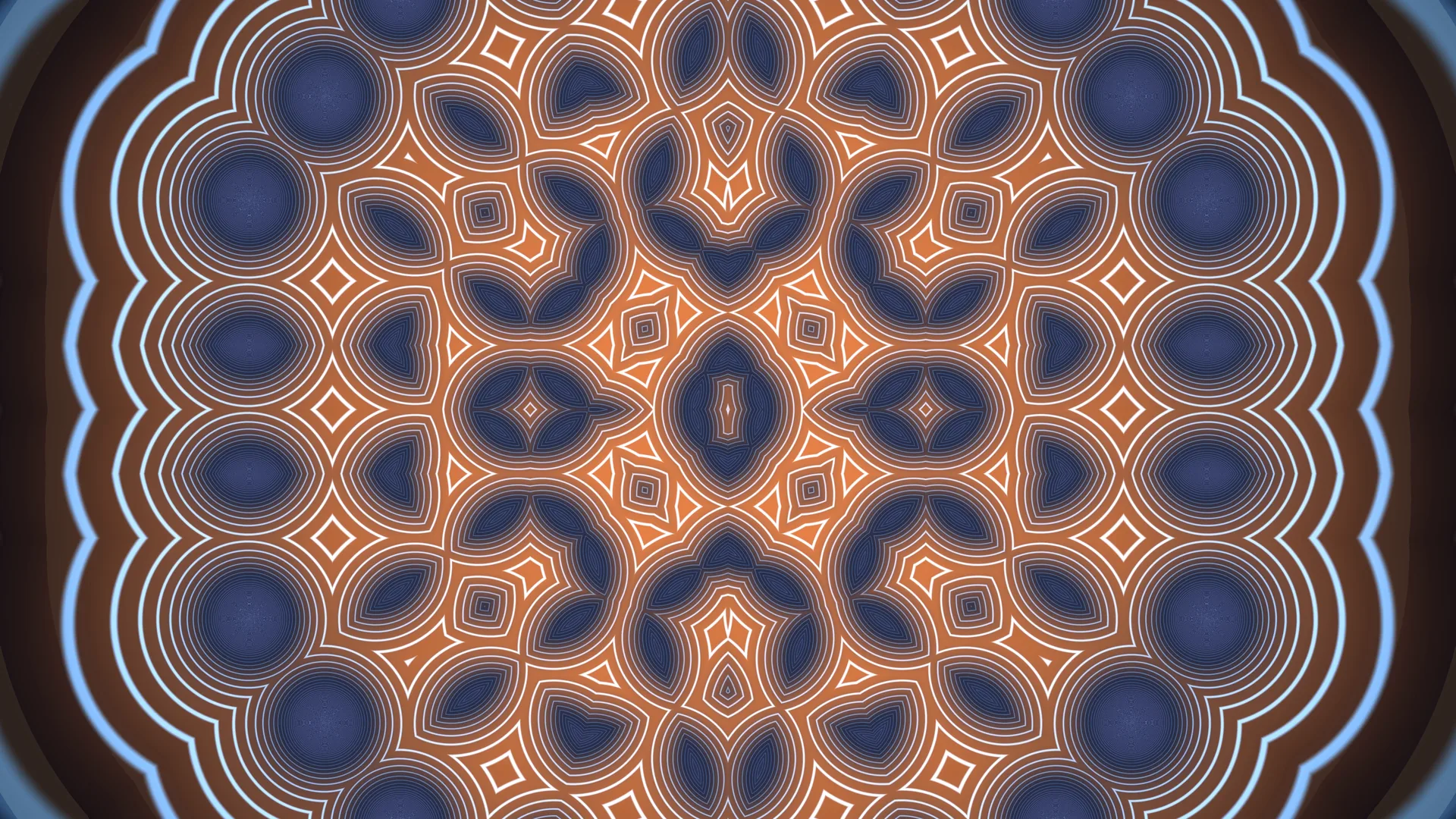 Blue and Copper Mandala of Concentric Forms — mandala wallpaper at 3840x2160