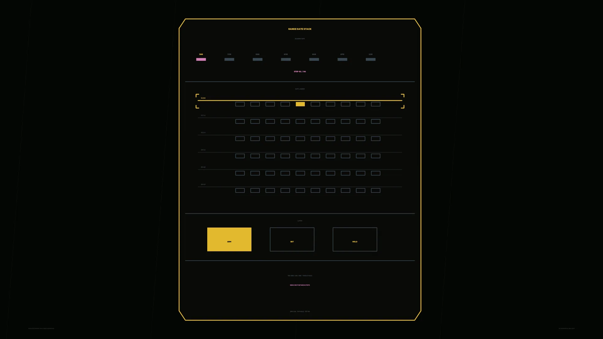 Amber range gate interface on a black field — interface wallpaper at 3840x2160