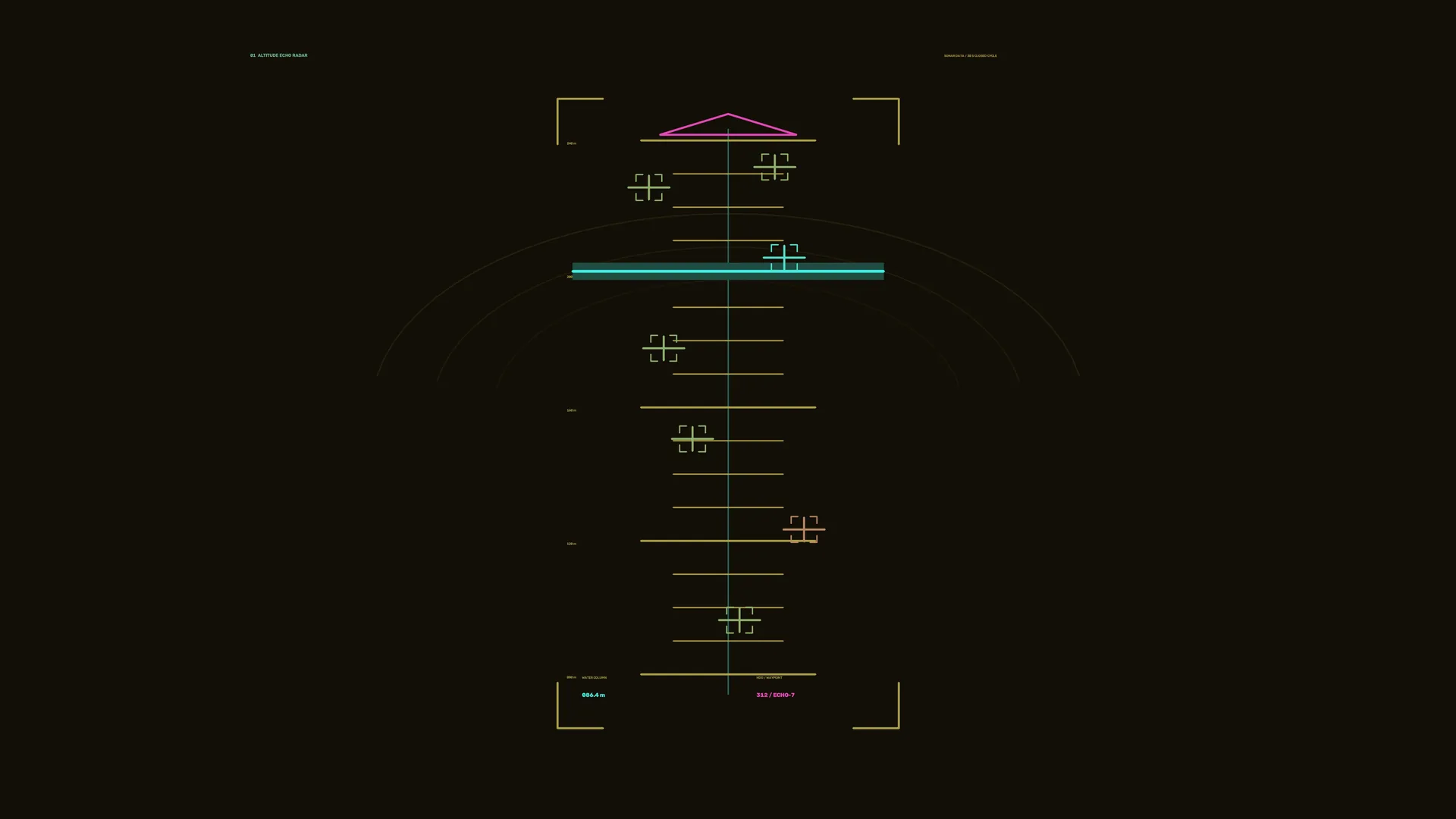 Neon altitude diagram on a dark field — neon diagram wallpaper at 3840x2160