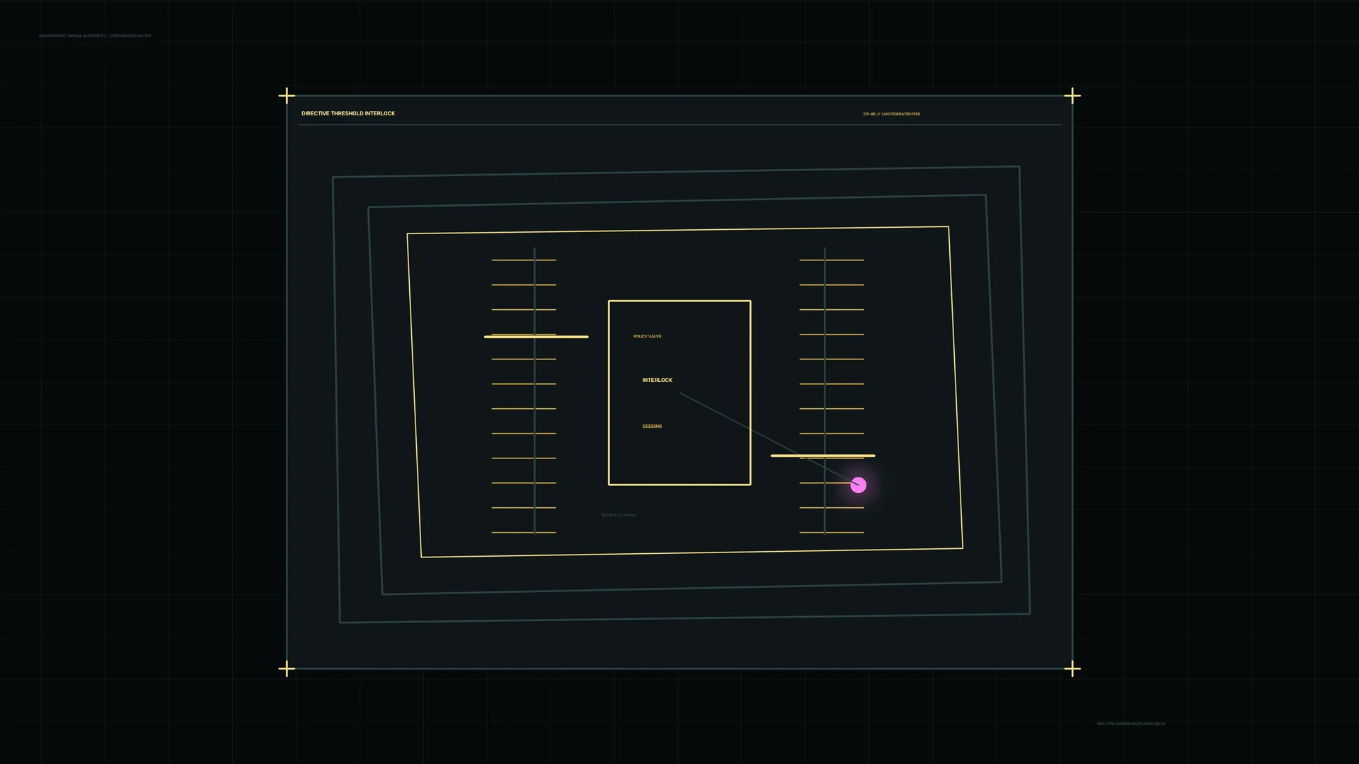 Geometric interlock diagram with a violet signal — geometric diagram wallpaper at 3840x2160
