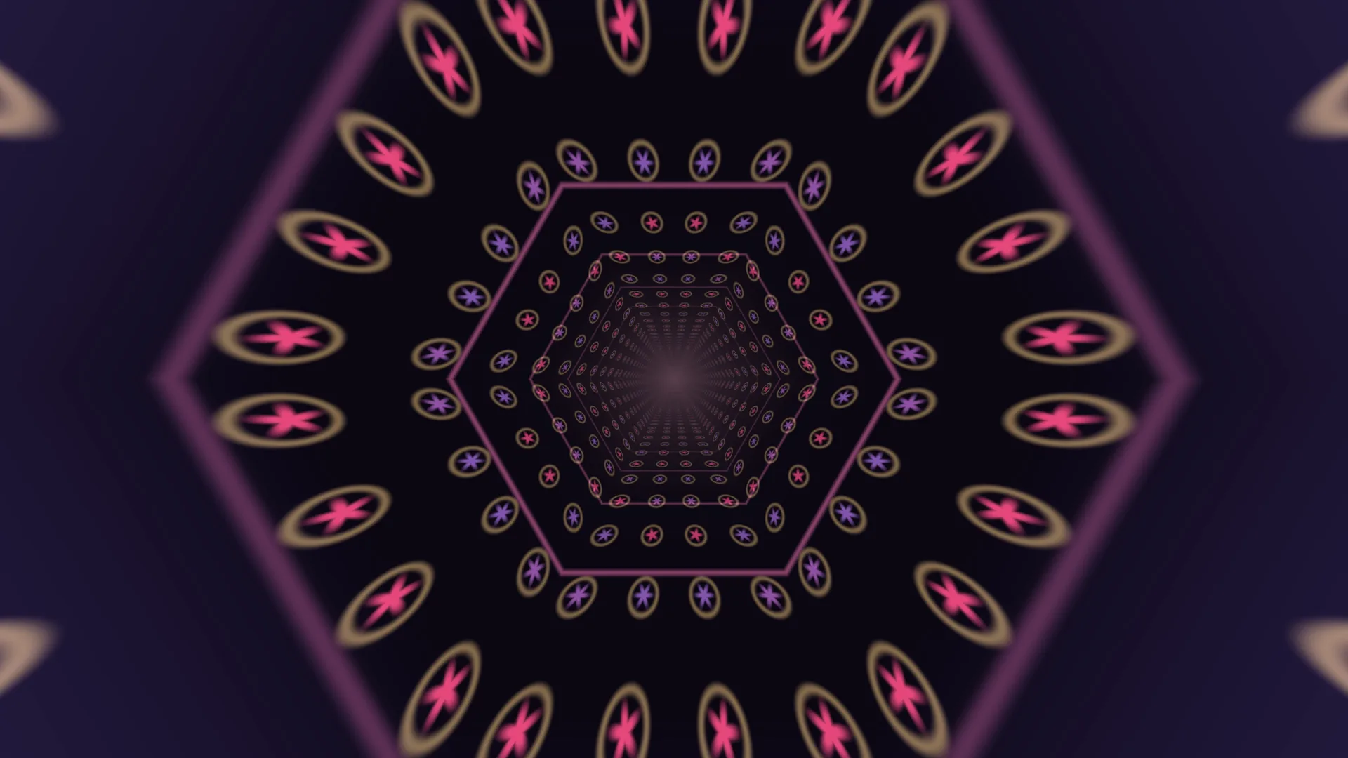 Hexagonal tunnel of pink floral forms — hexagonal tunnel wallpaper at 3840x2160