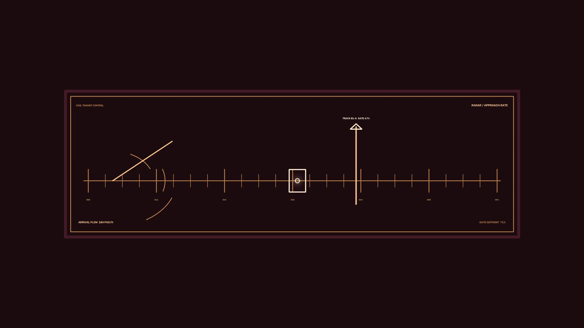 Radar transit diagram in copper and burgundy — radar diagram wallpaper at 3840x2160