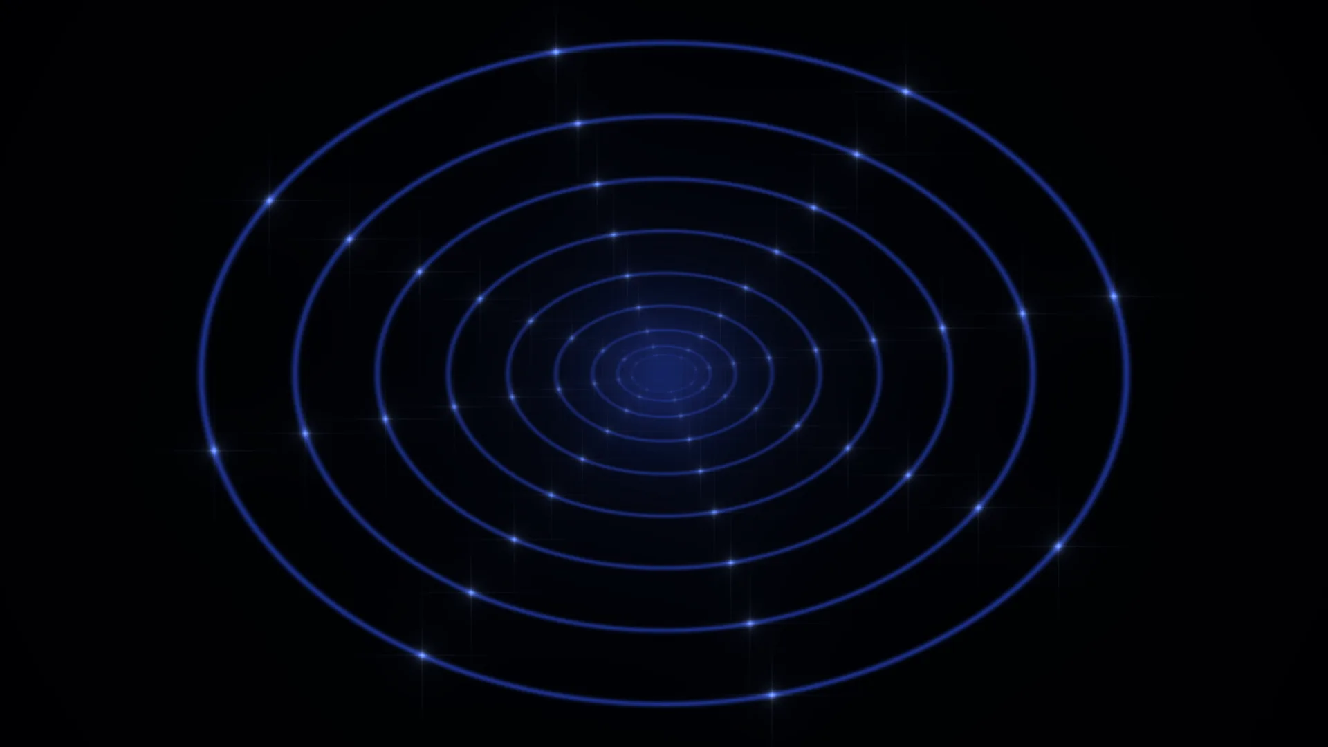 Blue orbital rings across a field of black — concentric rings wallpaper at 3840x2160