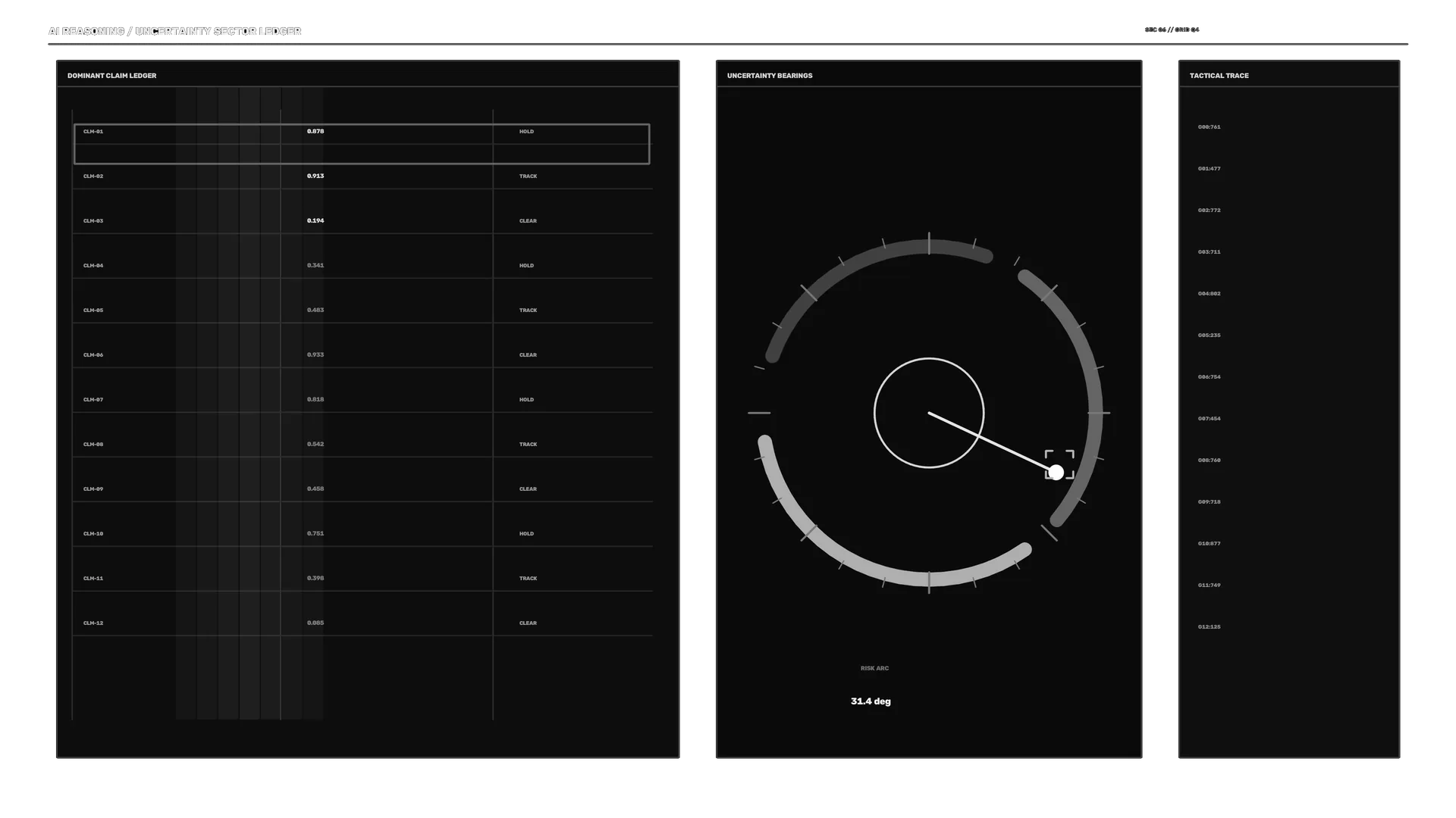 Monochrome uncertainty sector interface — interface wallpaper at 3840x2160