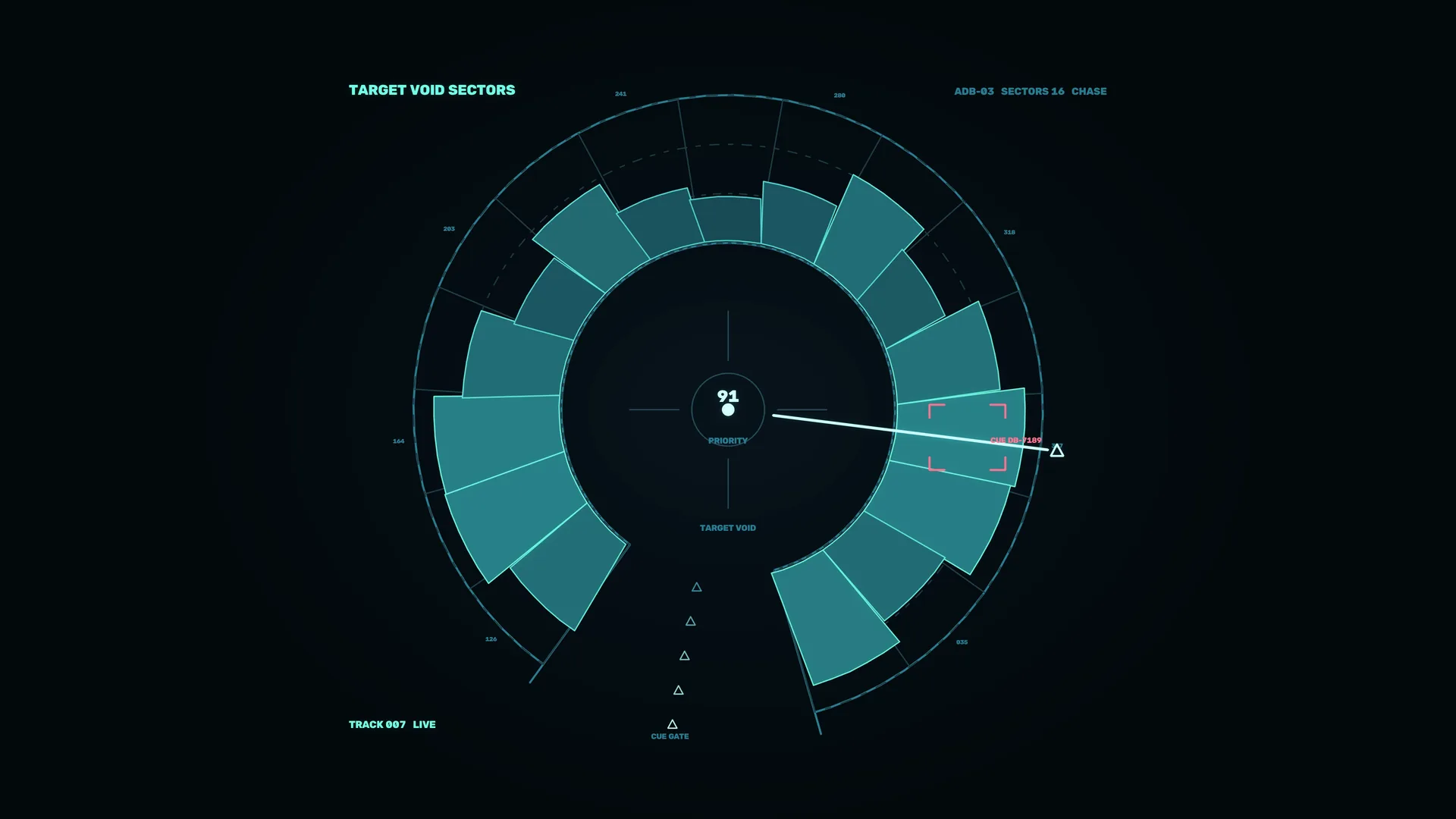 Cyan radial sectors on a dark field — radial diagram wallpaper at 3840x2160