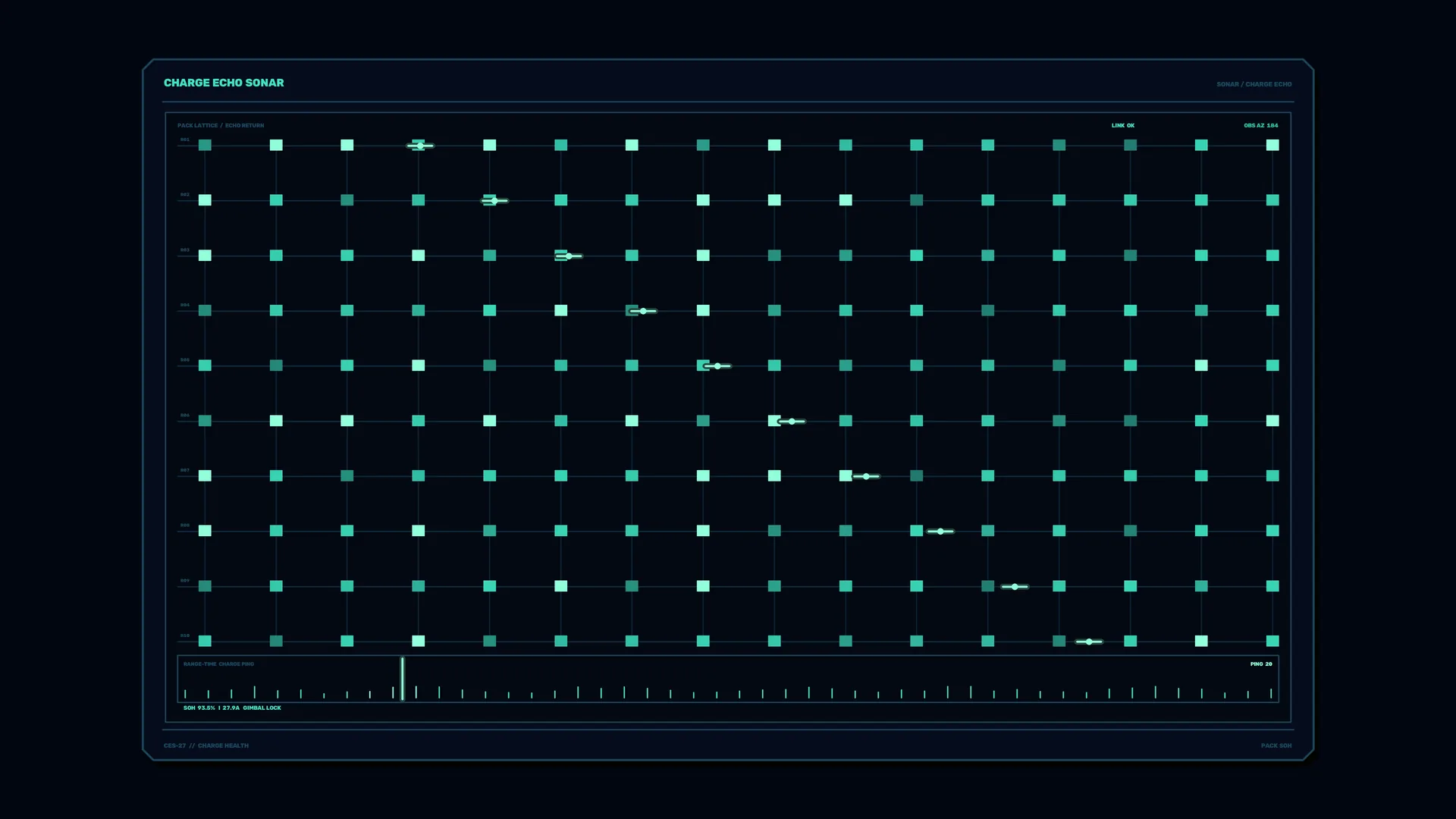 Teal Sonar Grid with Sequential Signal Marks — sonar wallpaper at 3840x2160
