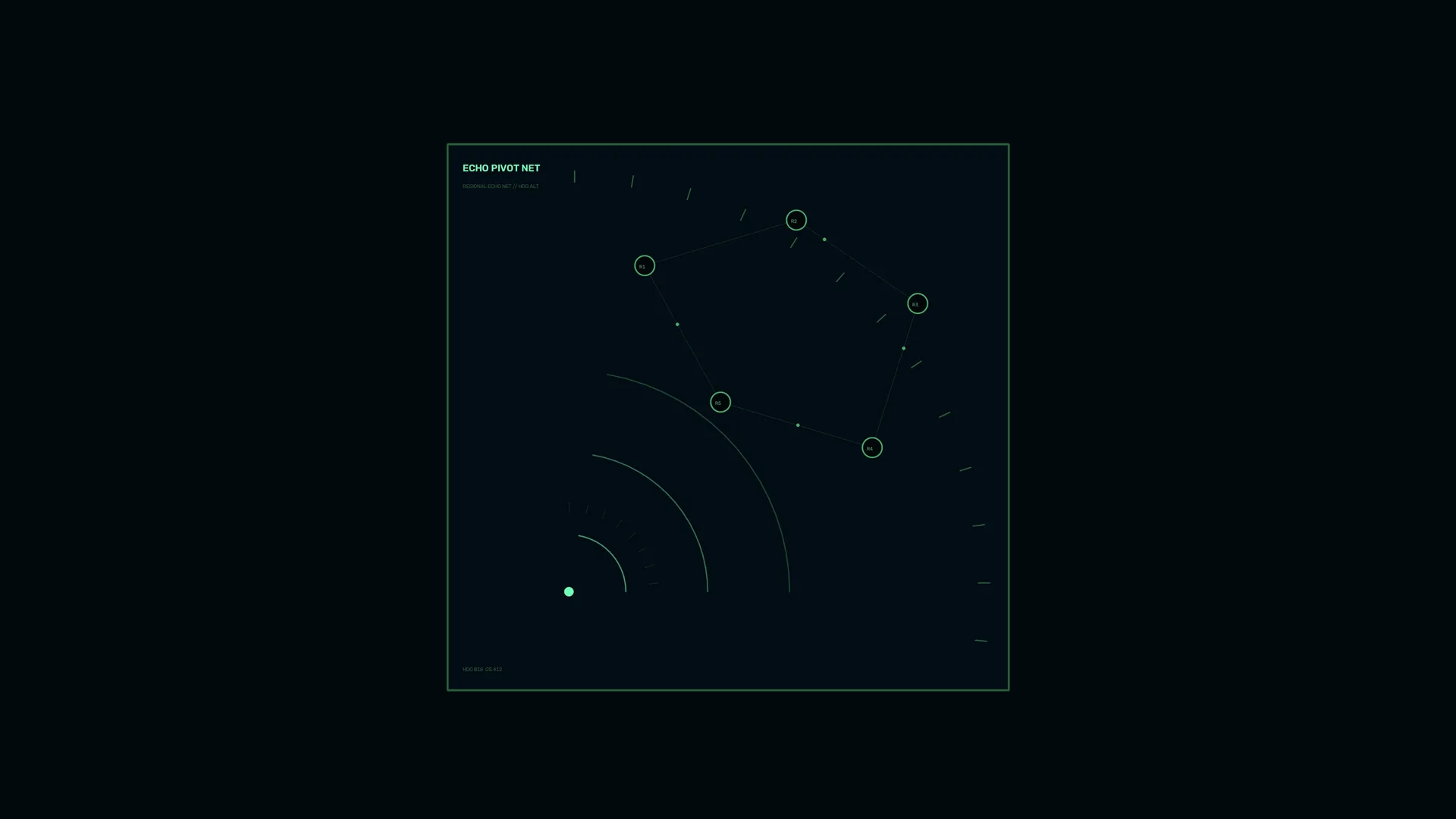 Echo Pivot Net in green orbital lines — network diagram wallpaper at 3840x2160