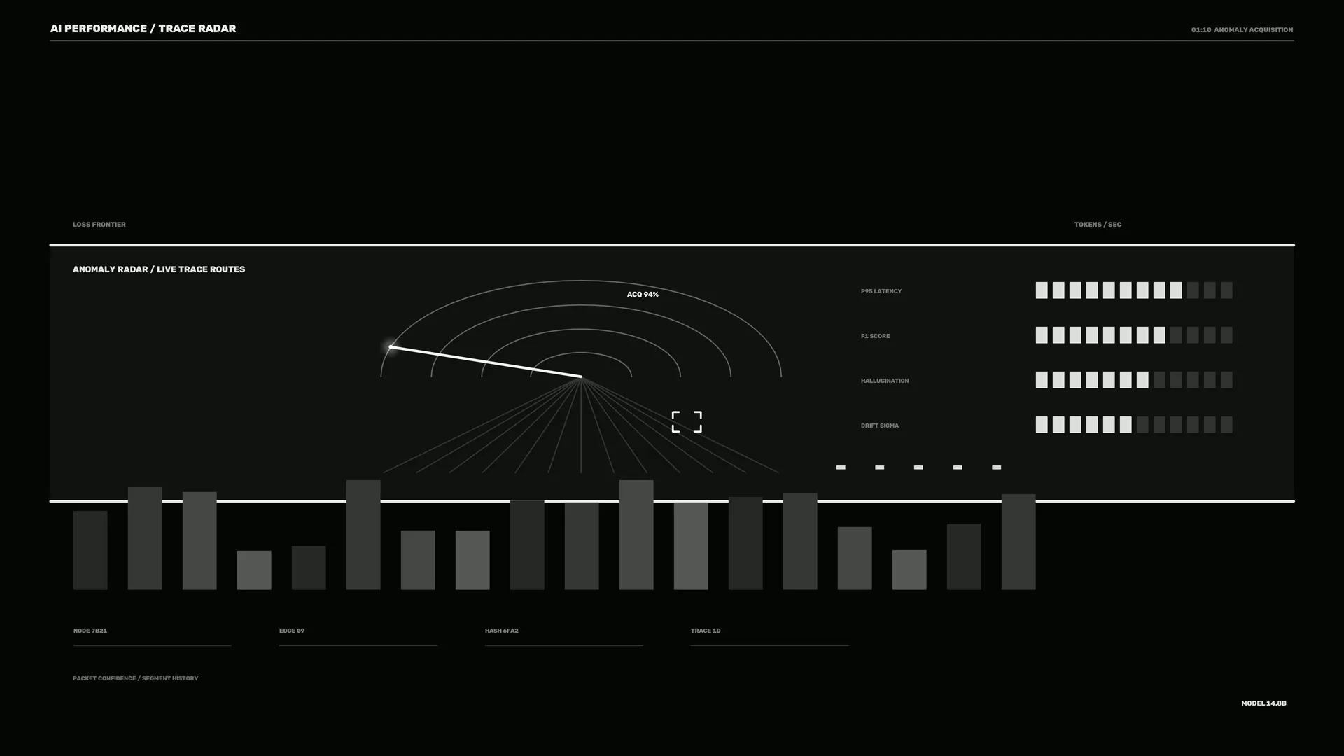 Monochrome anomaly radar with trace routes — anomaly radar wallpaper at 3840x2160