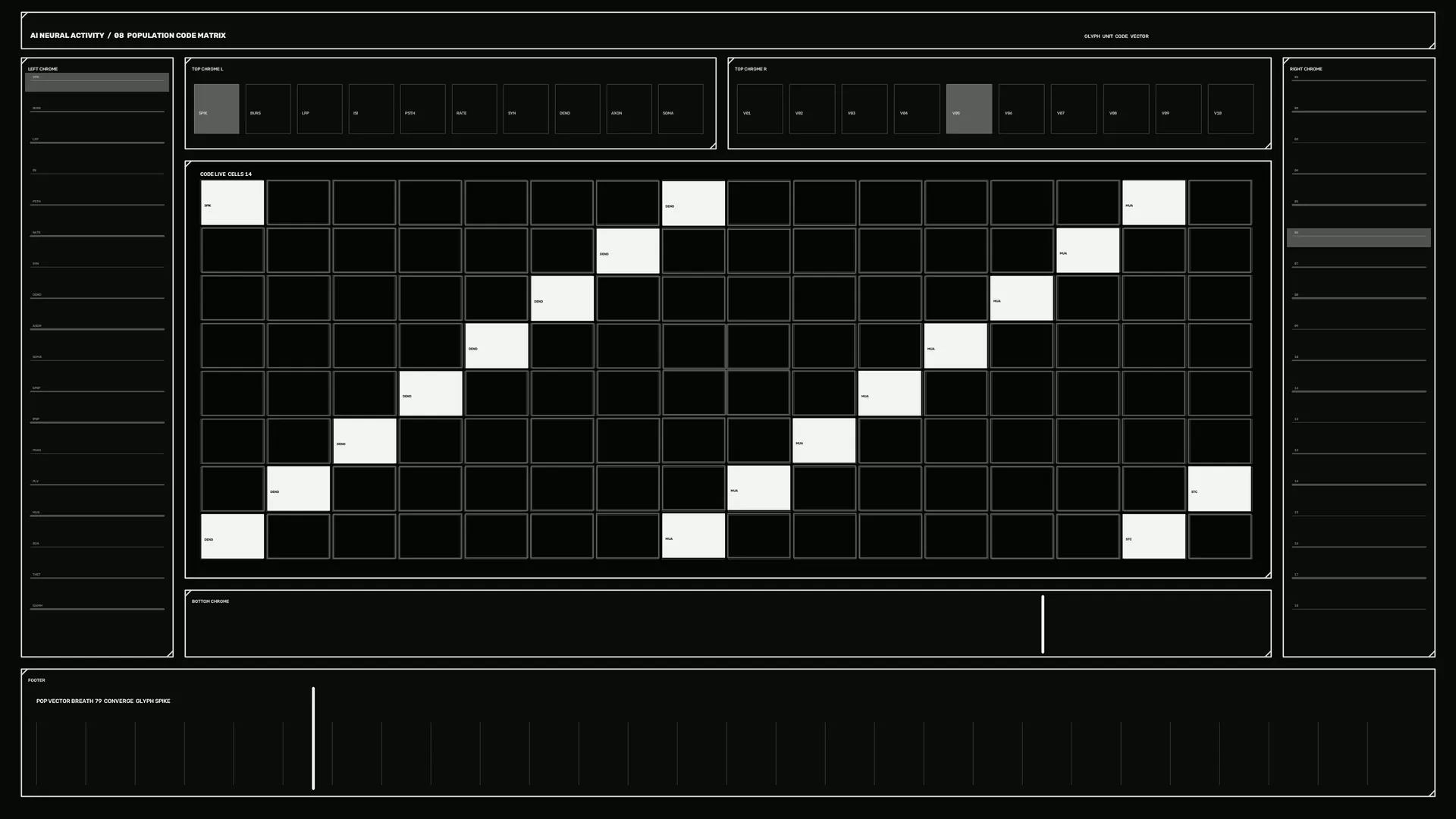 Monochrome neural activity code matrix — neural activity wallpaper at 3840x2160