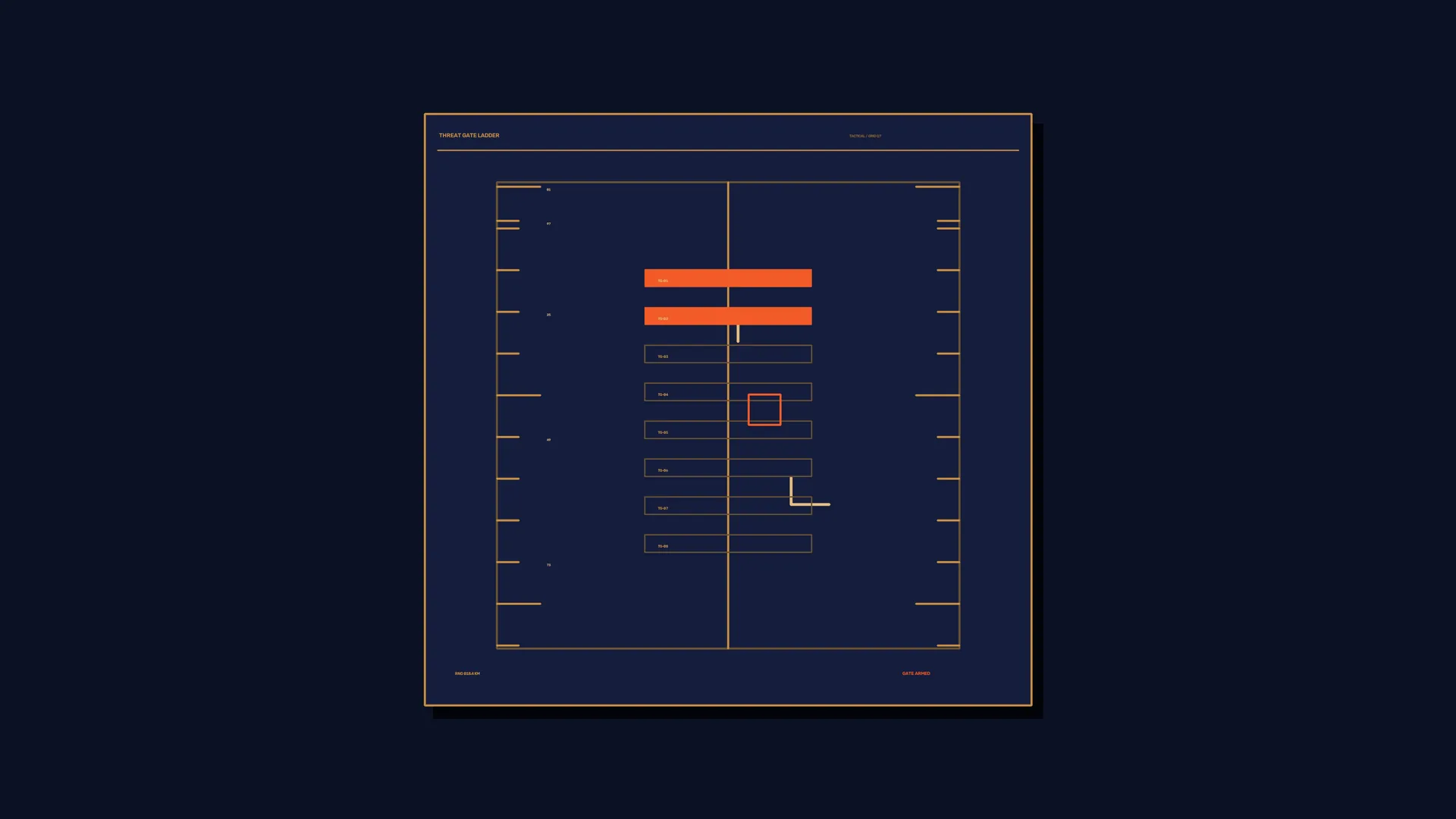 Navy tactical diagram with orange geometry — technical diagram wallpaper at 3840x2160