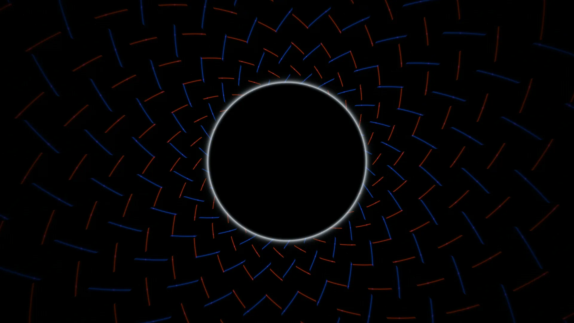Luminous ring among blue and red orbital strokes — luminous ring wallpaper at 3840x2160
