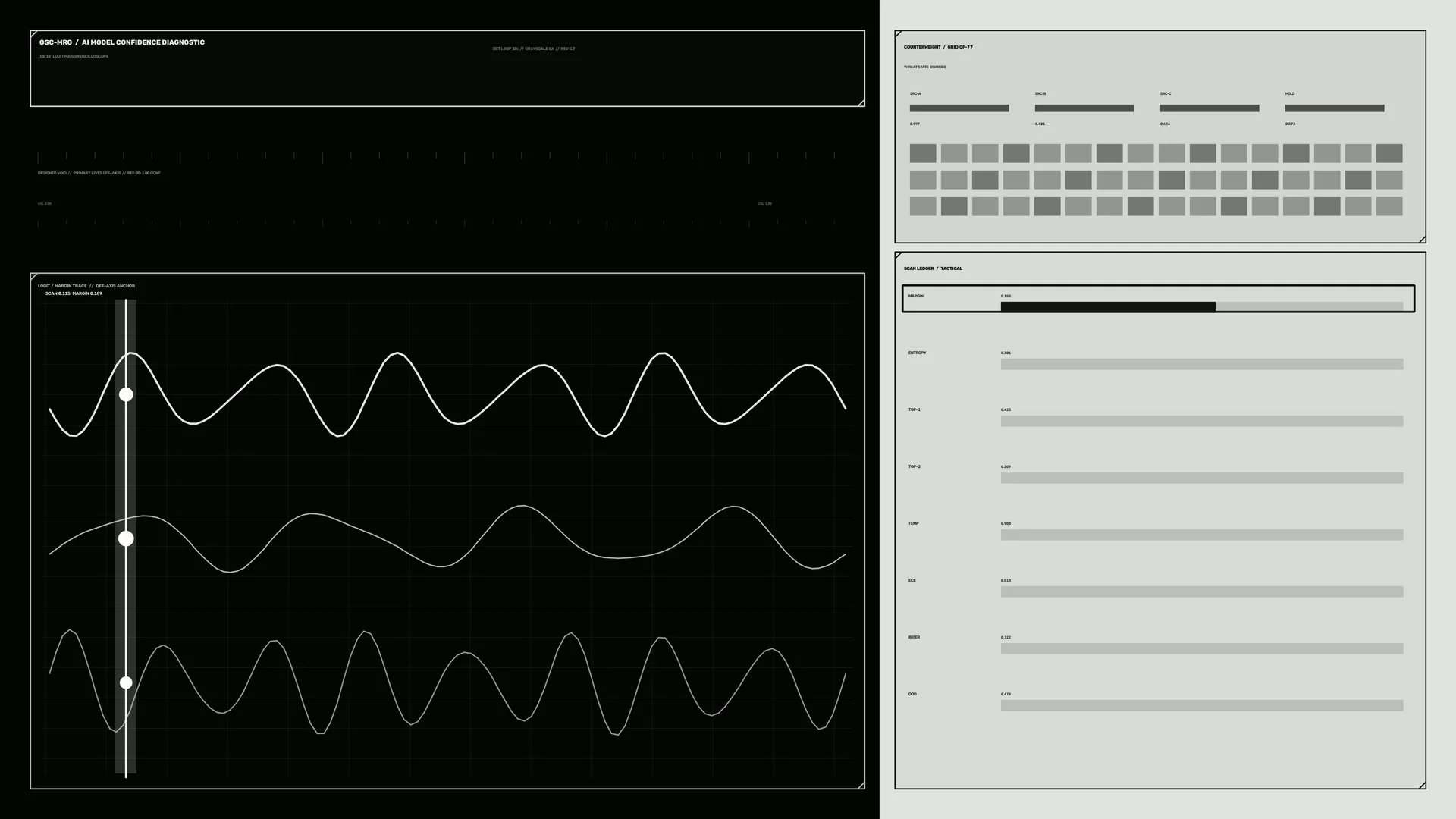 Monochrome waveform diagnostic interface — waveform wallpaper at 3840x2160