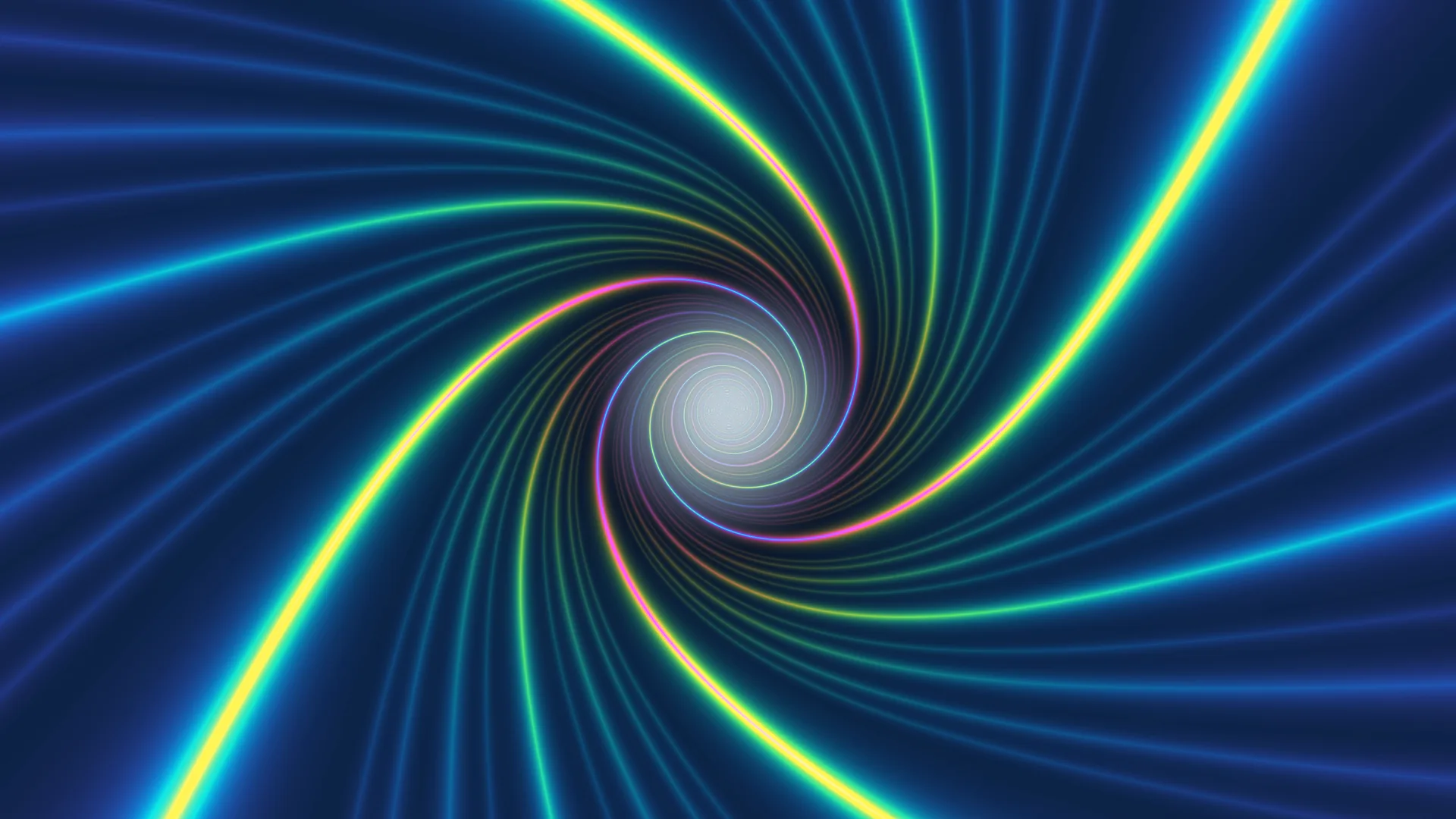 Neon Spiral Lines in Deep Blue Space — neon spiral wallpaper at 3840x2160