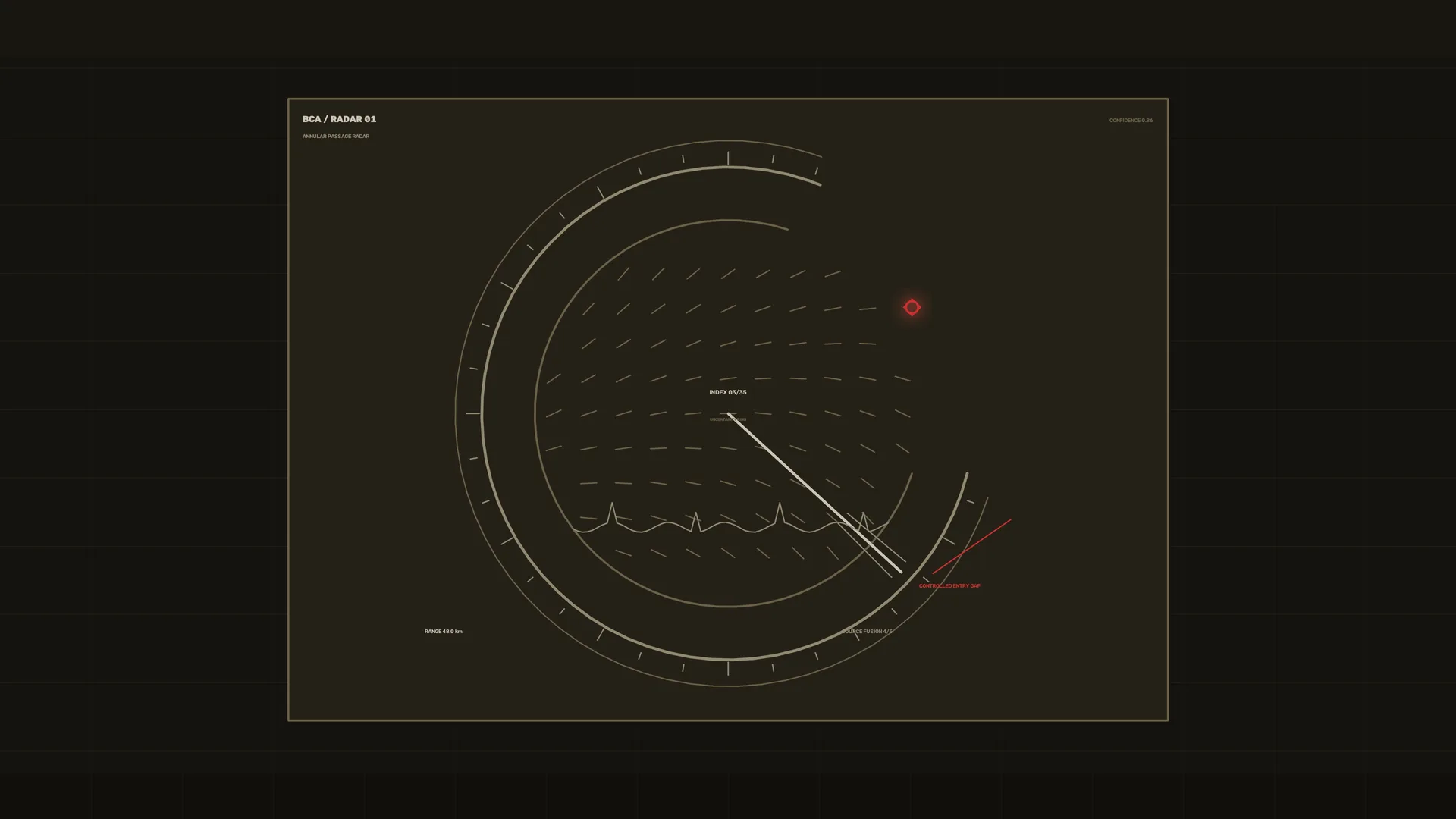 Radar geometry with concentric rings and red signal — radar wallpaper at 3840x2160