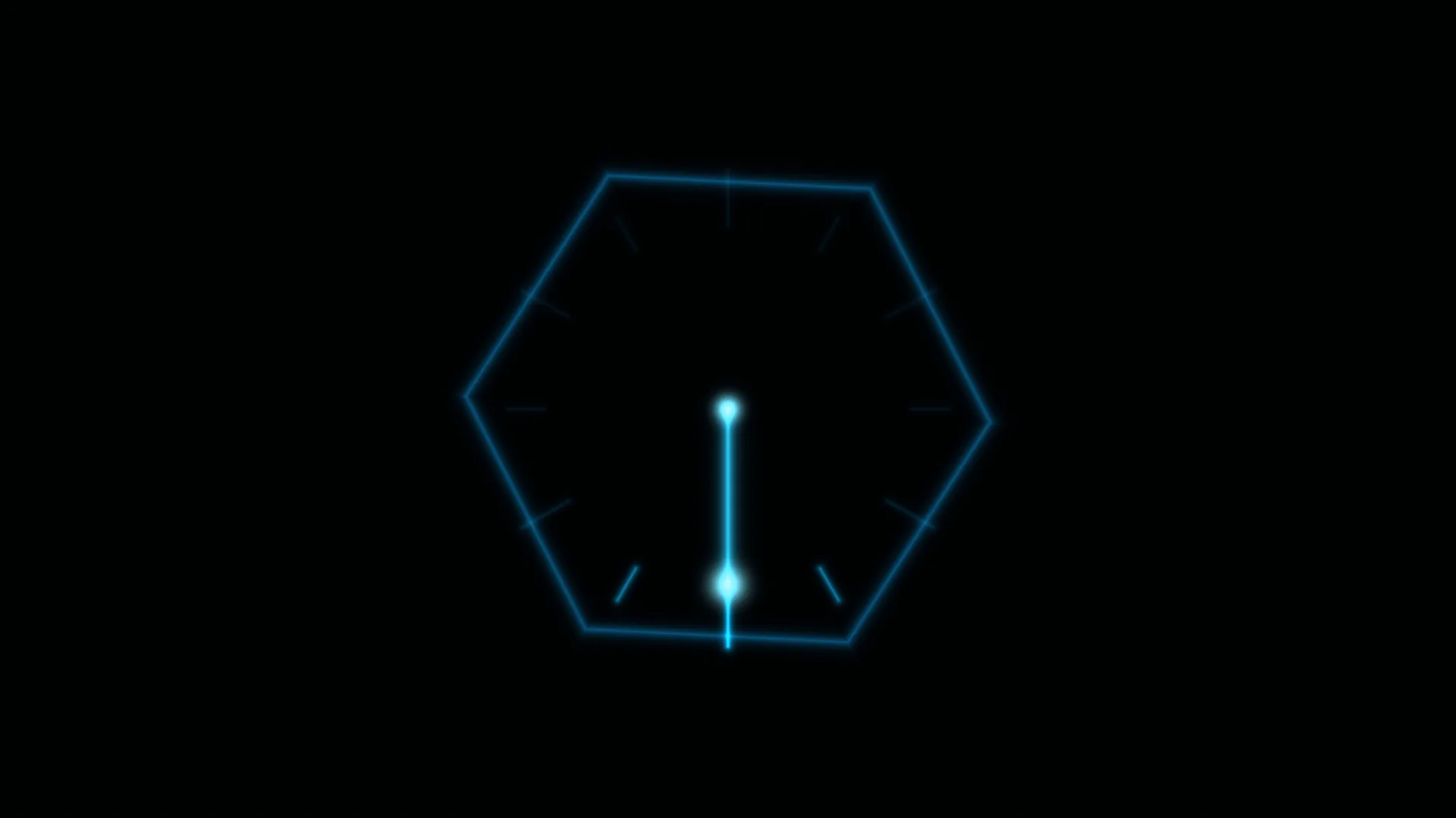 Blue luminous hexagonal clock on black — clock wallpaper at 3840x2160
