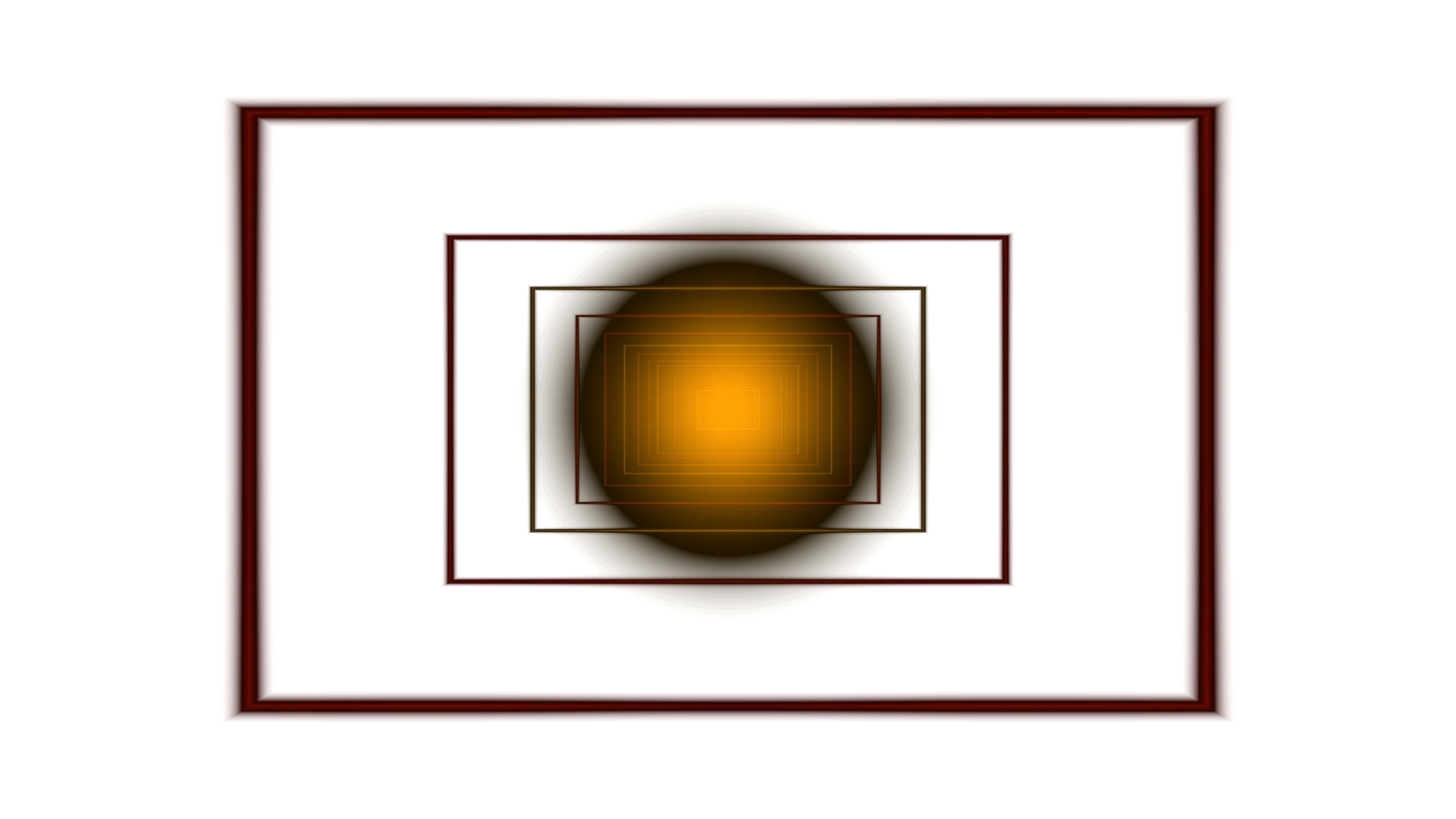 Red geometric frames around a golden glow — geometric wallpaper at 3840x2160