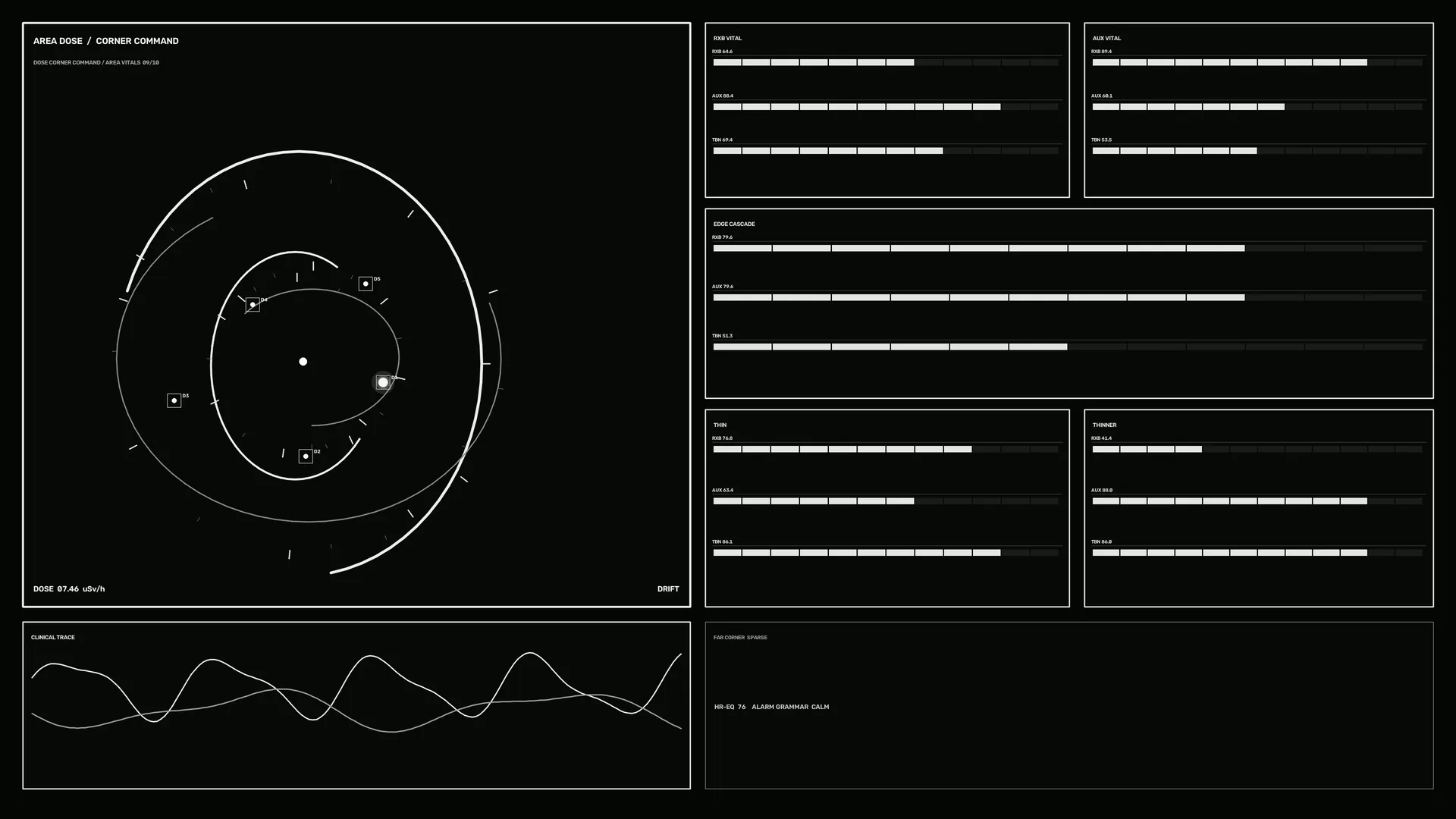 Monochrome orbital diagram with signal panels — orbital diagram wallpaper at 3840x2160