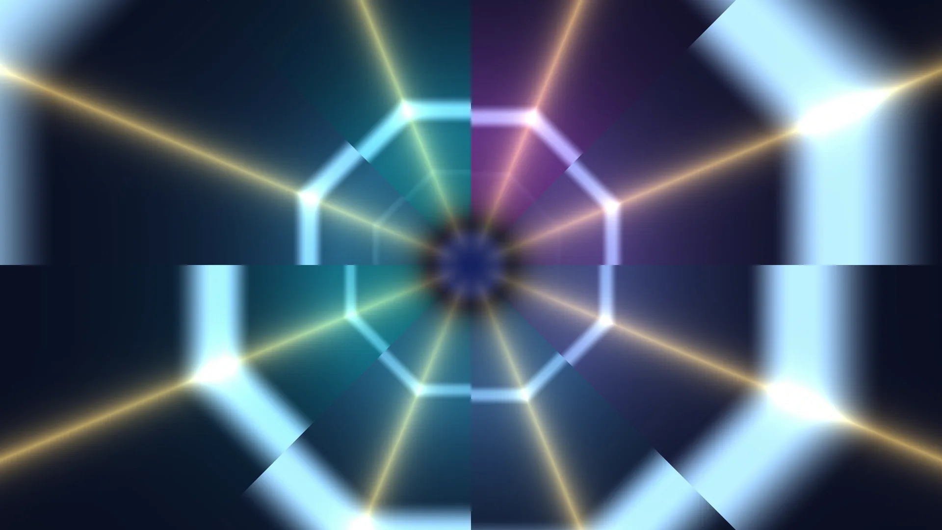Luminous octagonal geometry in deep blue space — octagonal geometry wallpaper at 3840x2160