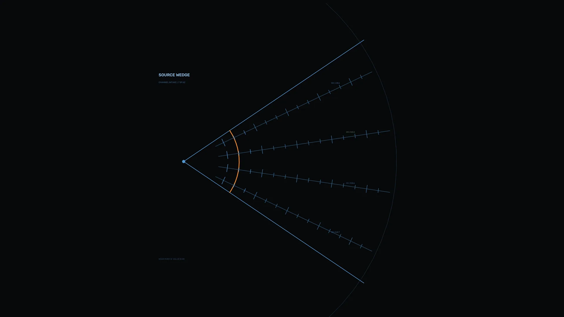 Blue orbital geometry on a dark field — orbital diagram wallpaper at 3840x2160