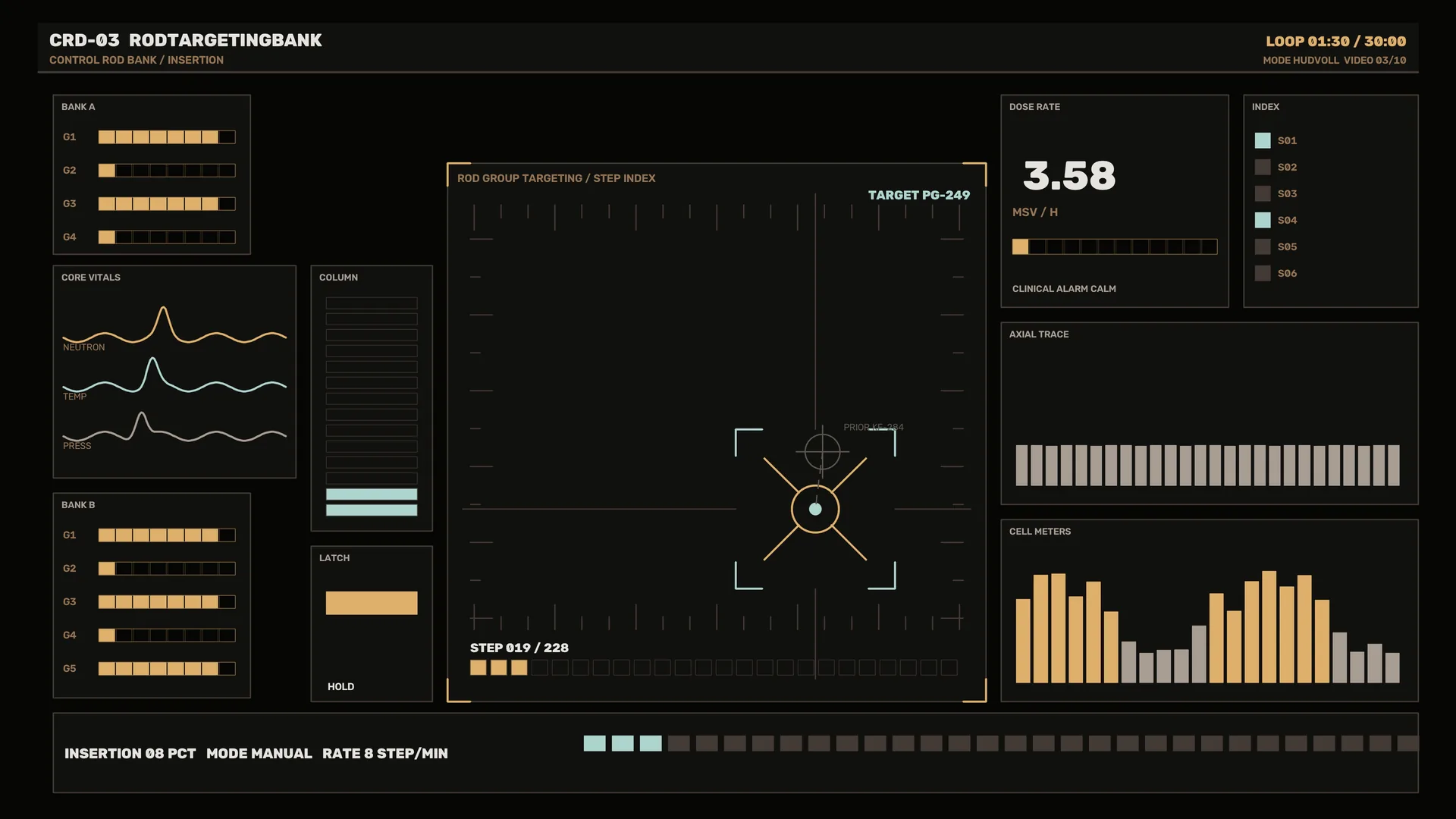 Dark reactor control interface with signal graphs — control interface wallpaper at 3840x2160