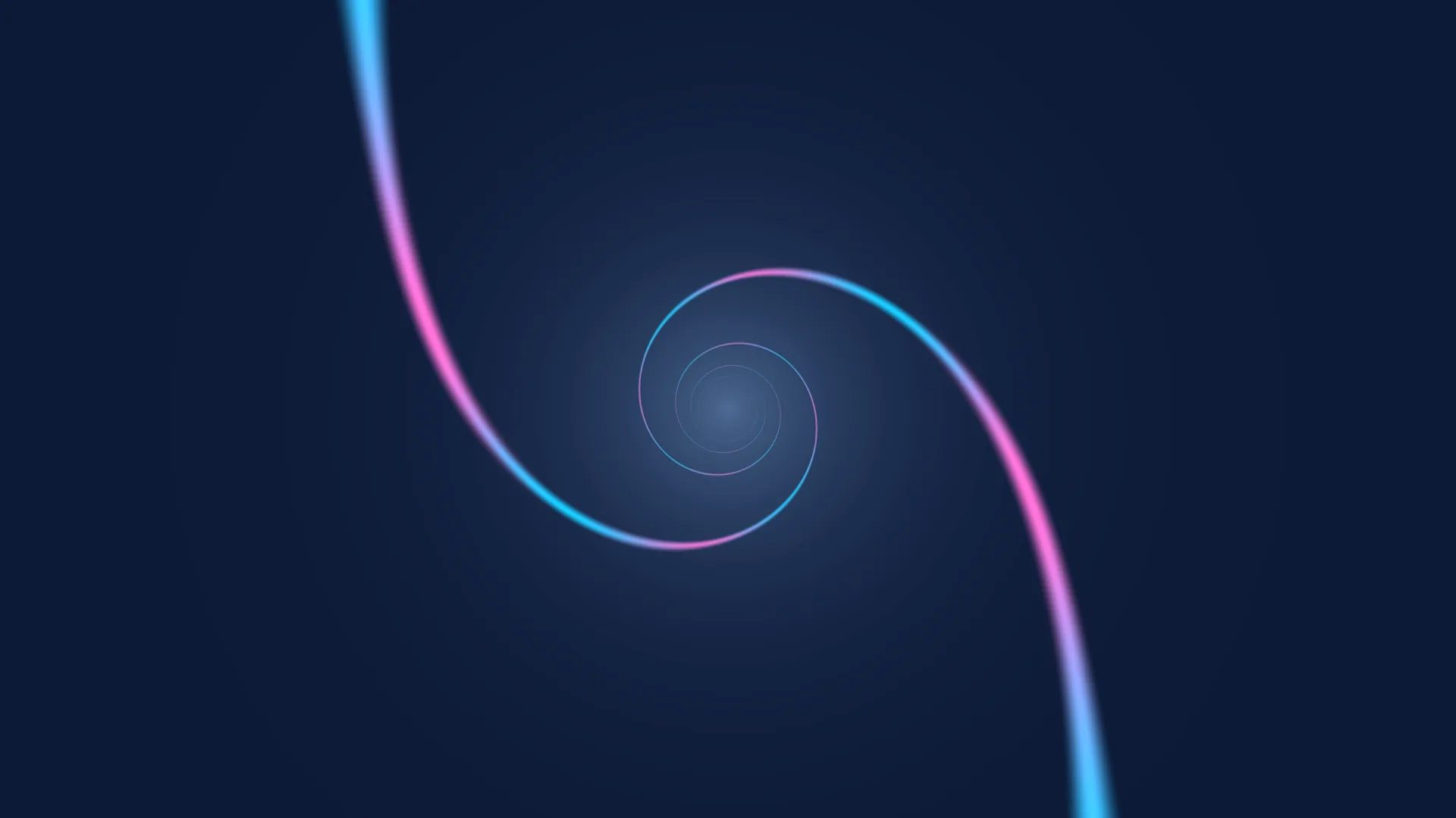 Neon spiral on a midnight blue field — spiral wallpaper at 3840x2160