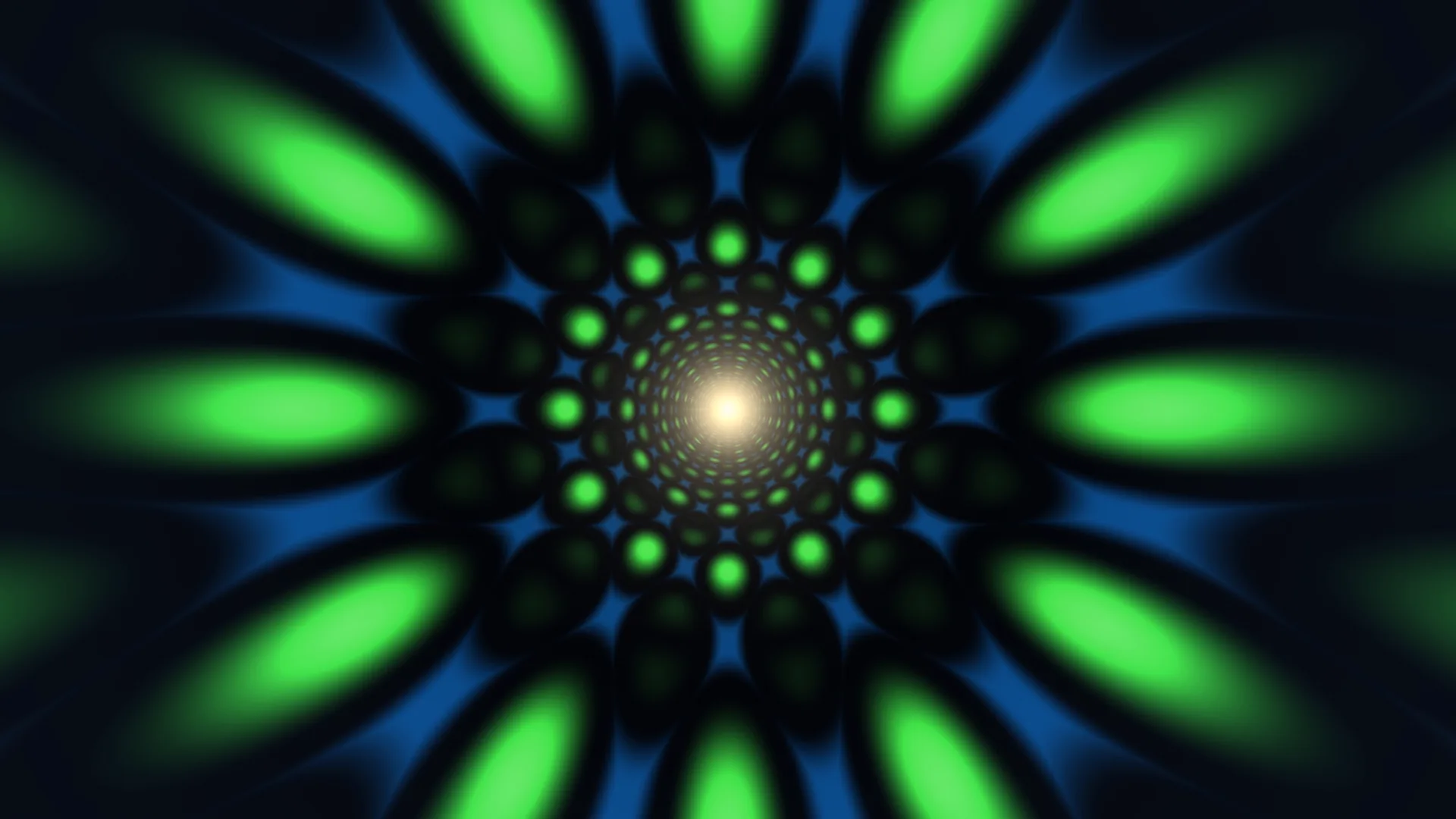 Emerald radial light tunnel in blue space — radial pattern wallpaper at 3840x2160