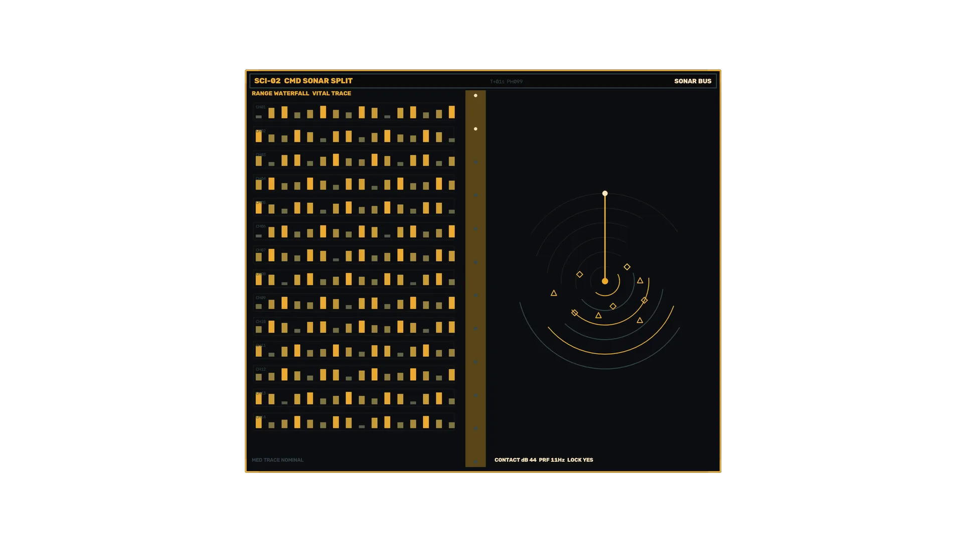 Amber Sonar Grid on a Field of Black — sonar wallpaper at 3840x2160