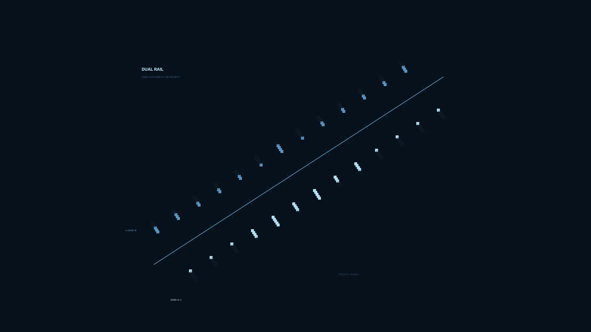 Dual rail with blue signal marks — diagonal rail wallpaper at 3840x2160