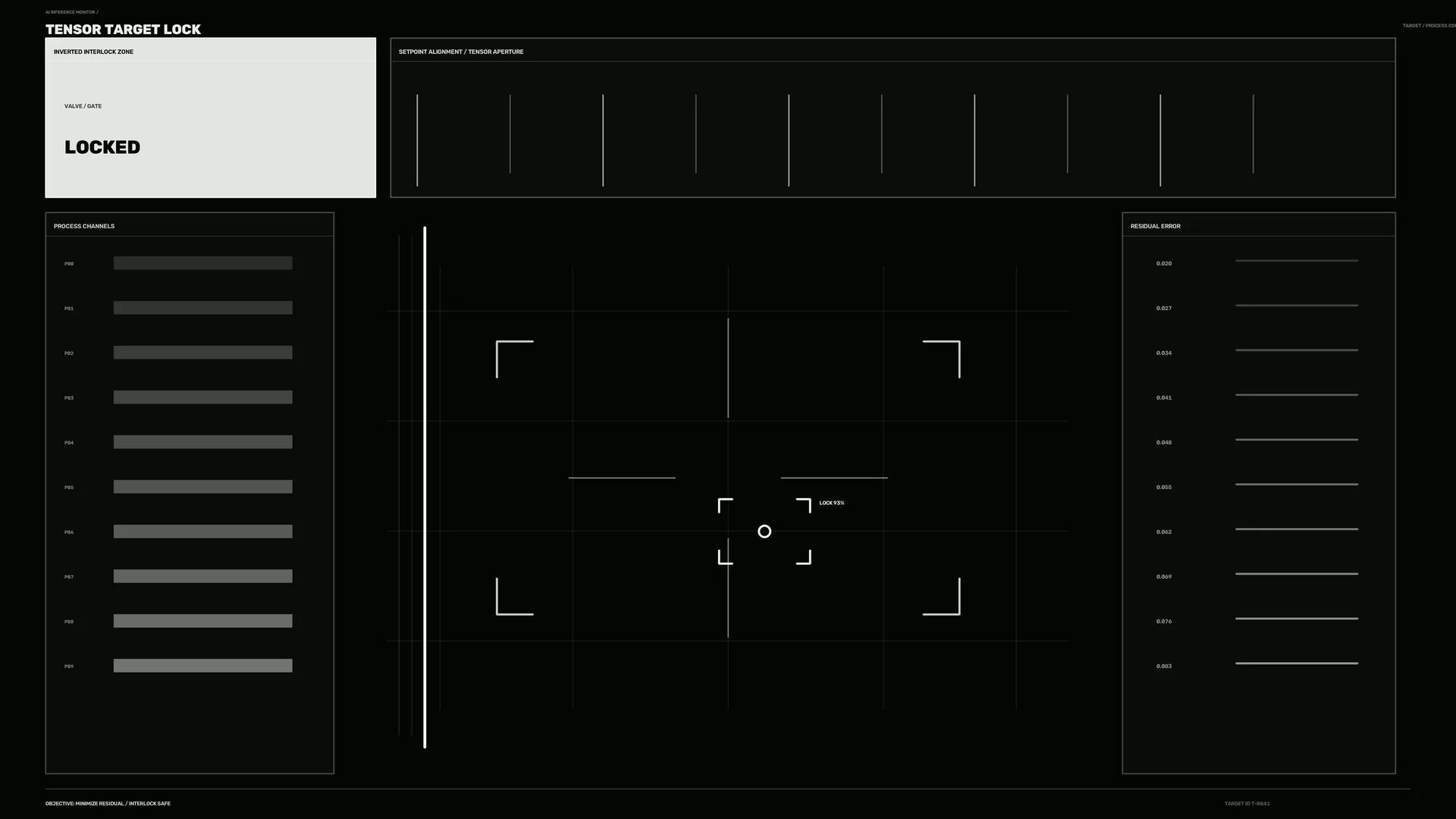 Monochrome Tensor Target Lock Interface — technical interface wallpaper at 3840x2160