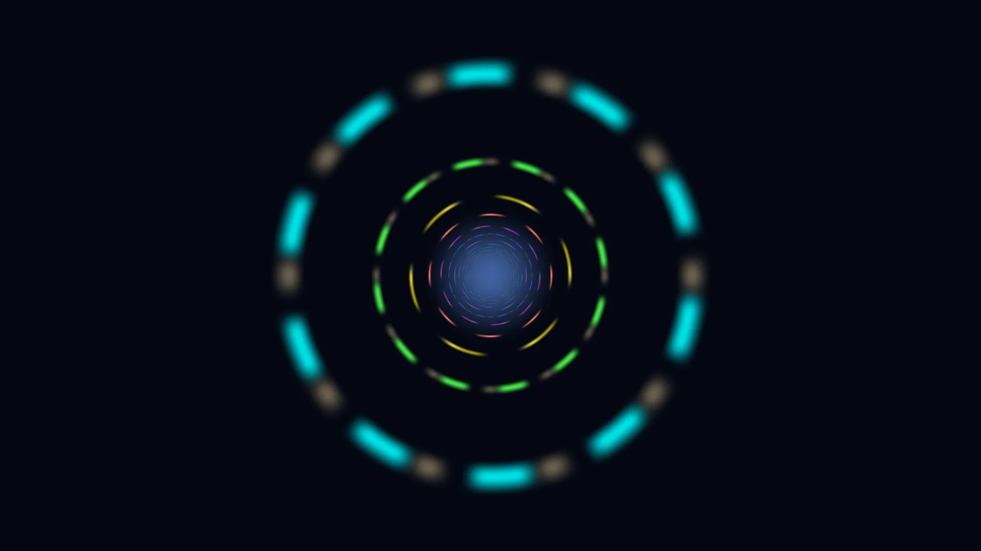 Concentric neon rings in a dark blue void — concentric rings wallpaper at 3840x2160